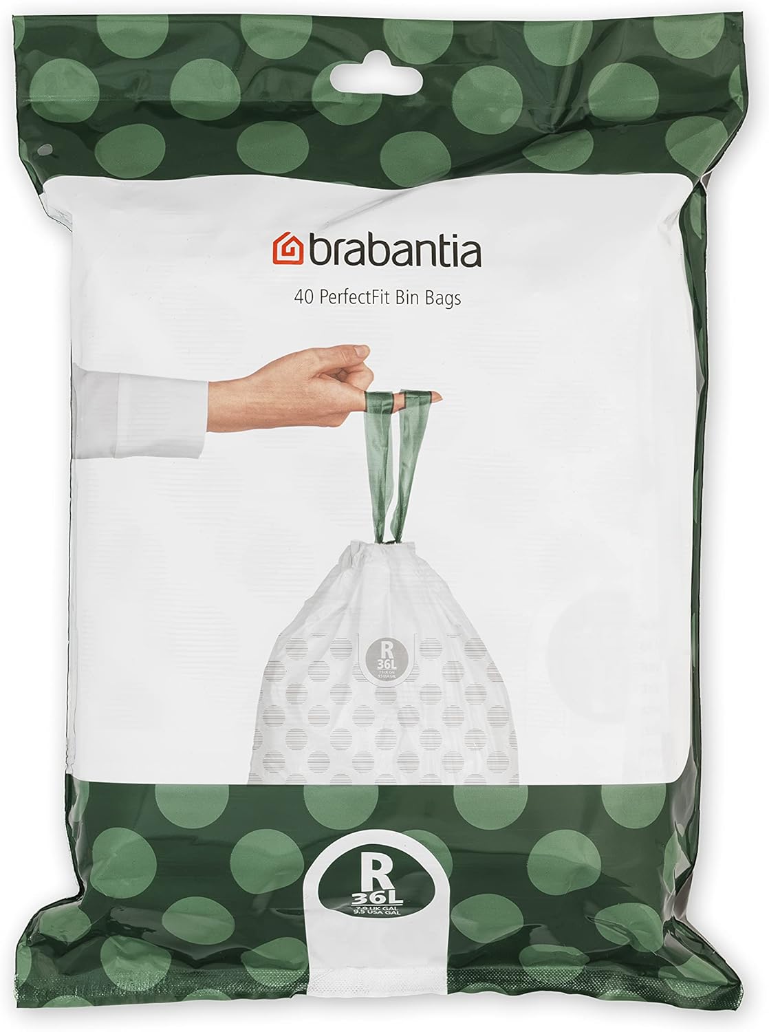 Brabantia PerfectFit Bin Liners - Thick Plastic Trash Bags for 36L Bins (Model 138546)