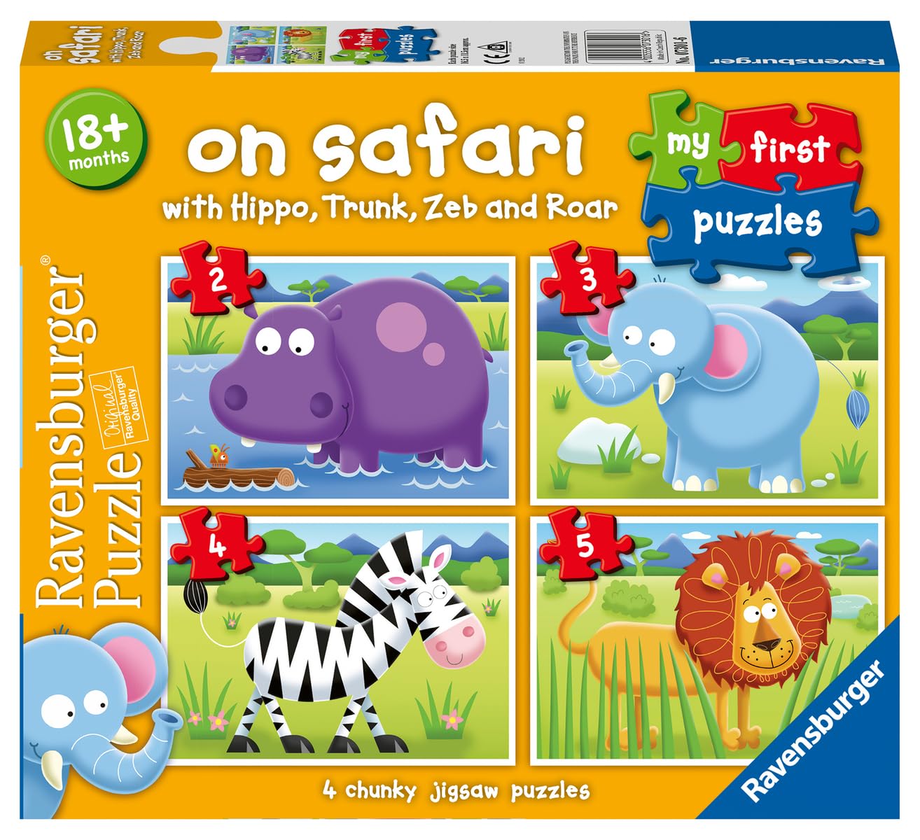 Ravensburger On Safari My First Jigsaw Puzzles - 2, 3, 4, 5 Piece Puzzles for Toddlers 18 Months+