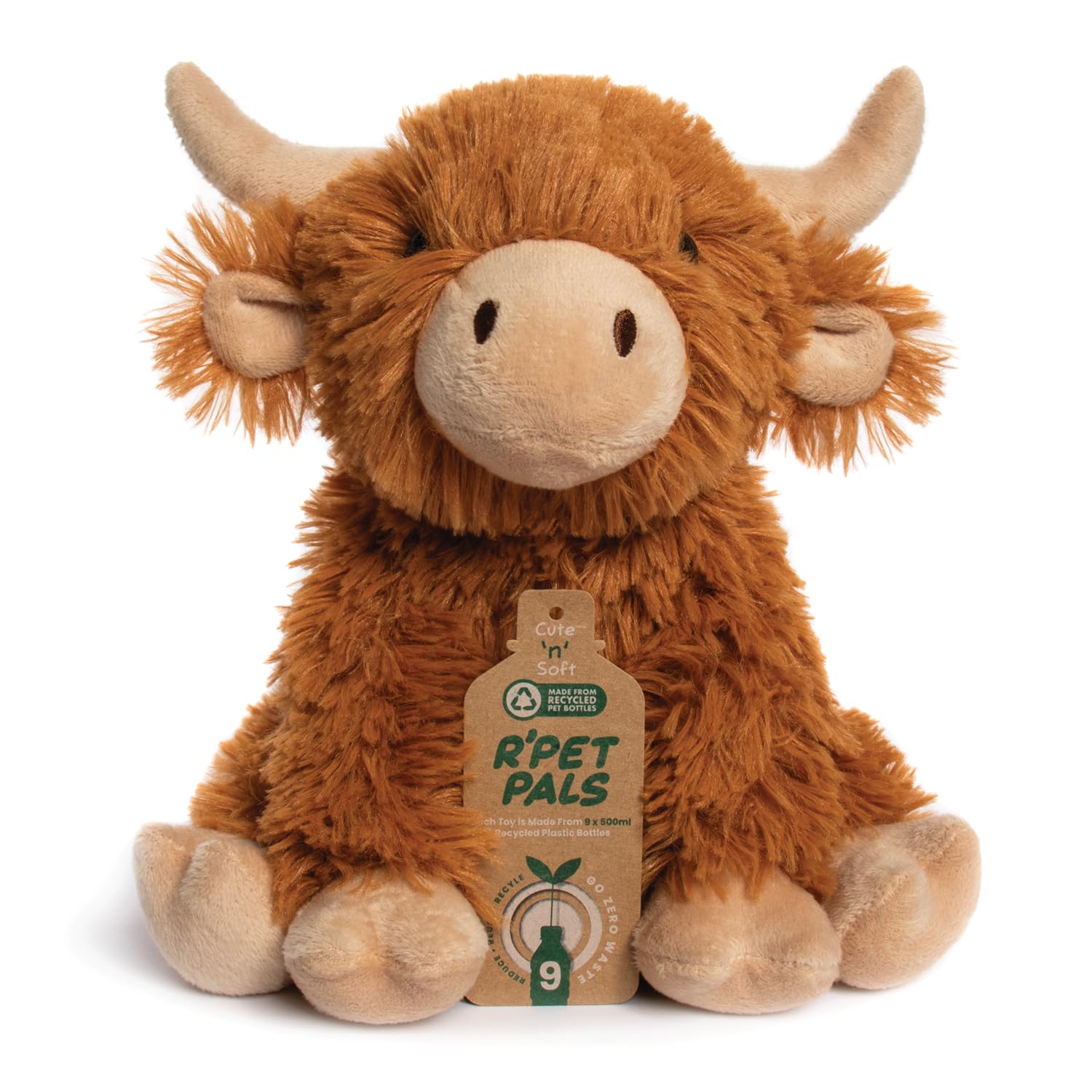 Lesser & Pavey RPET Pals Hughie Sitting Cow - Eco-Friendly Plush Stuffed Animal