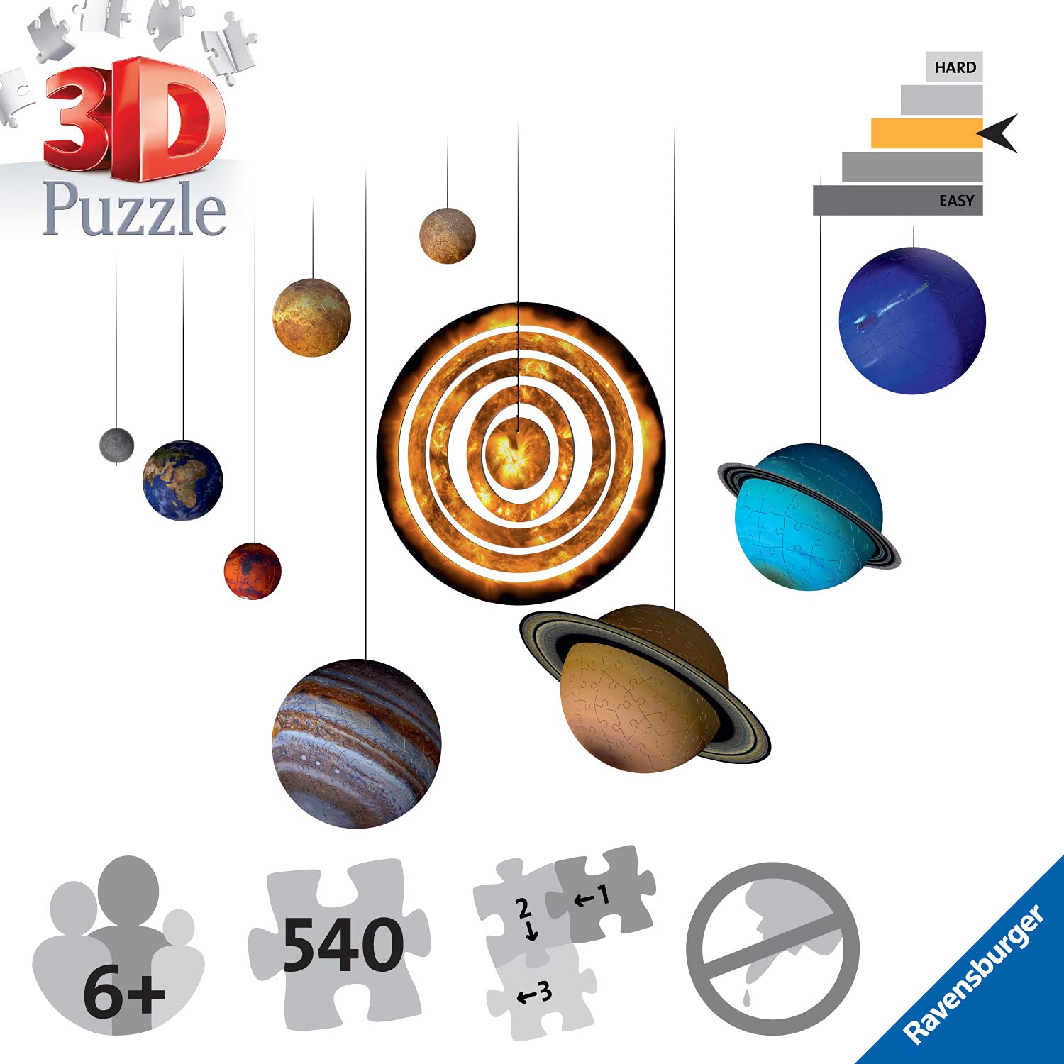 Ravensburger Planetary Solar System 3D Puzzle Set - 522pc Educational Toy for Ages 7+