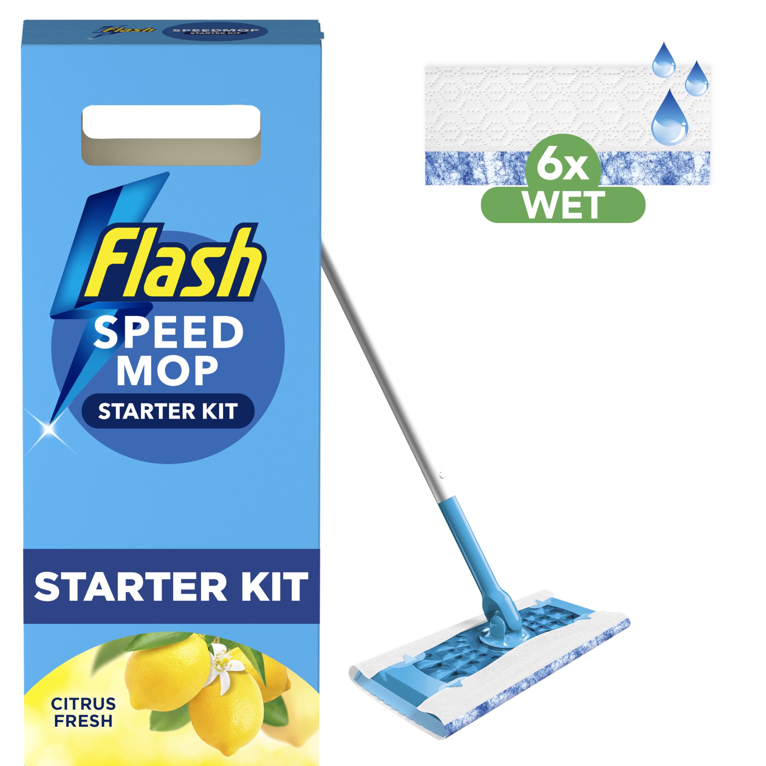 Flash - Speedmop Wet Mop Floor Cleaner Starter Kit with Scrubbing Action