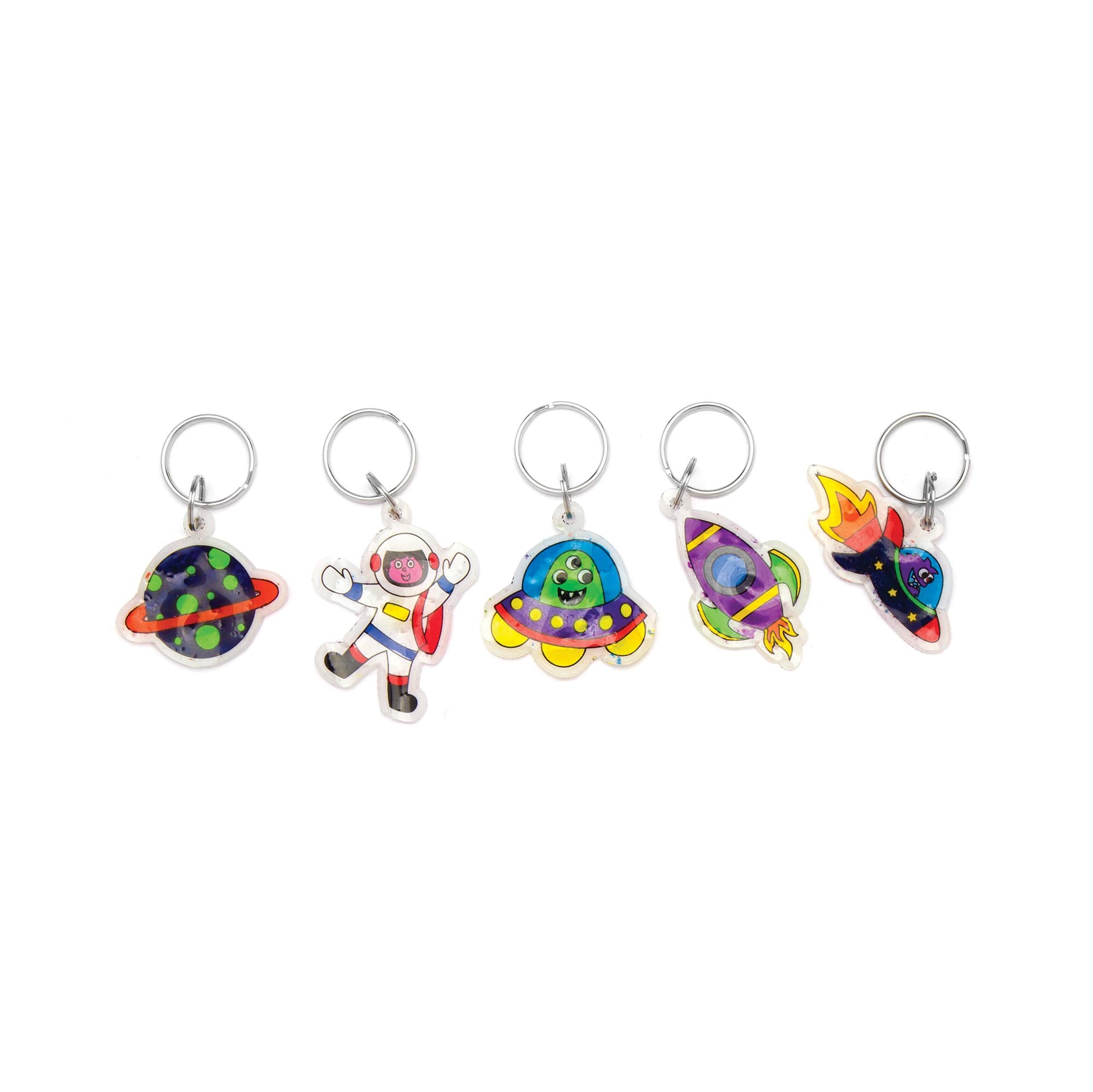 Baker Ross Solar System Super Shrink Keyrings - 8-Piece Space-Themed Craft Kit for Kids