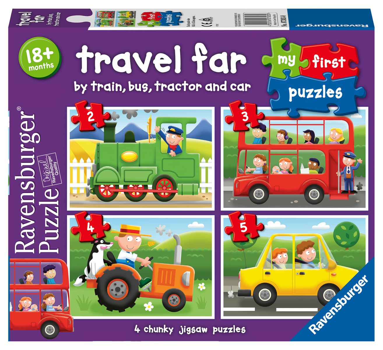 Ravensburger Travel Far My First Jigsaw Puzzles - Educational Vehicle Puzzles for Toddlers 18 Months+
