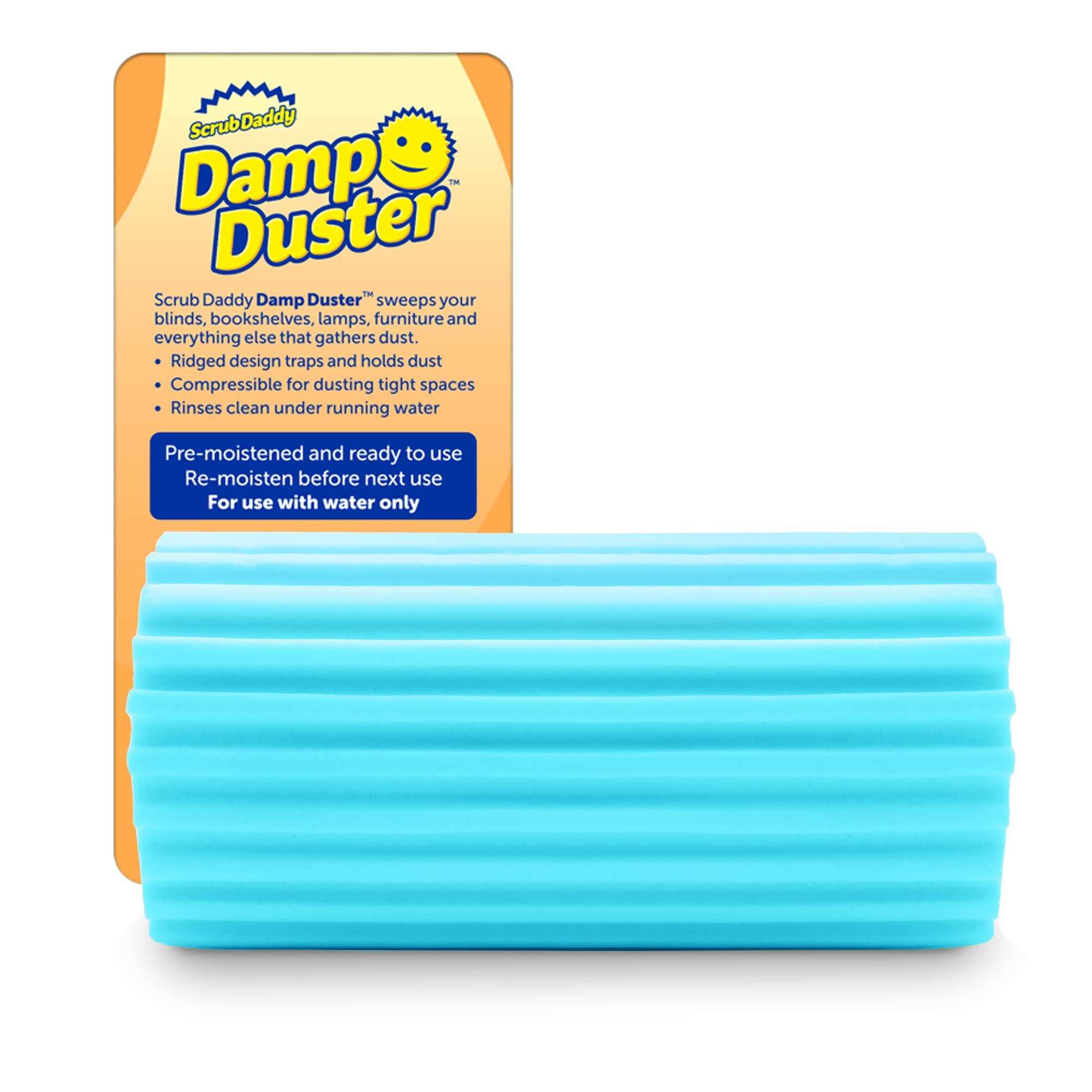 Scrub Daddy Damp Duster - Multipurpose Wet Dust Sponge for Blinds, Radiators & Skirting Boards, Blue