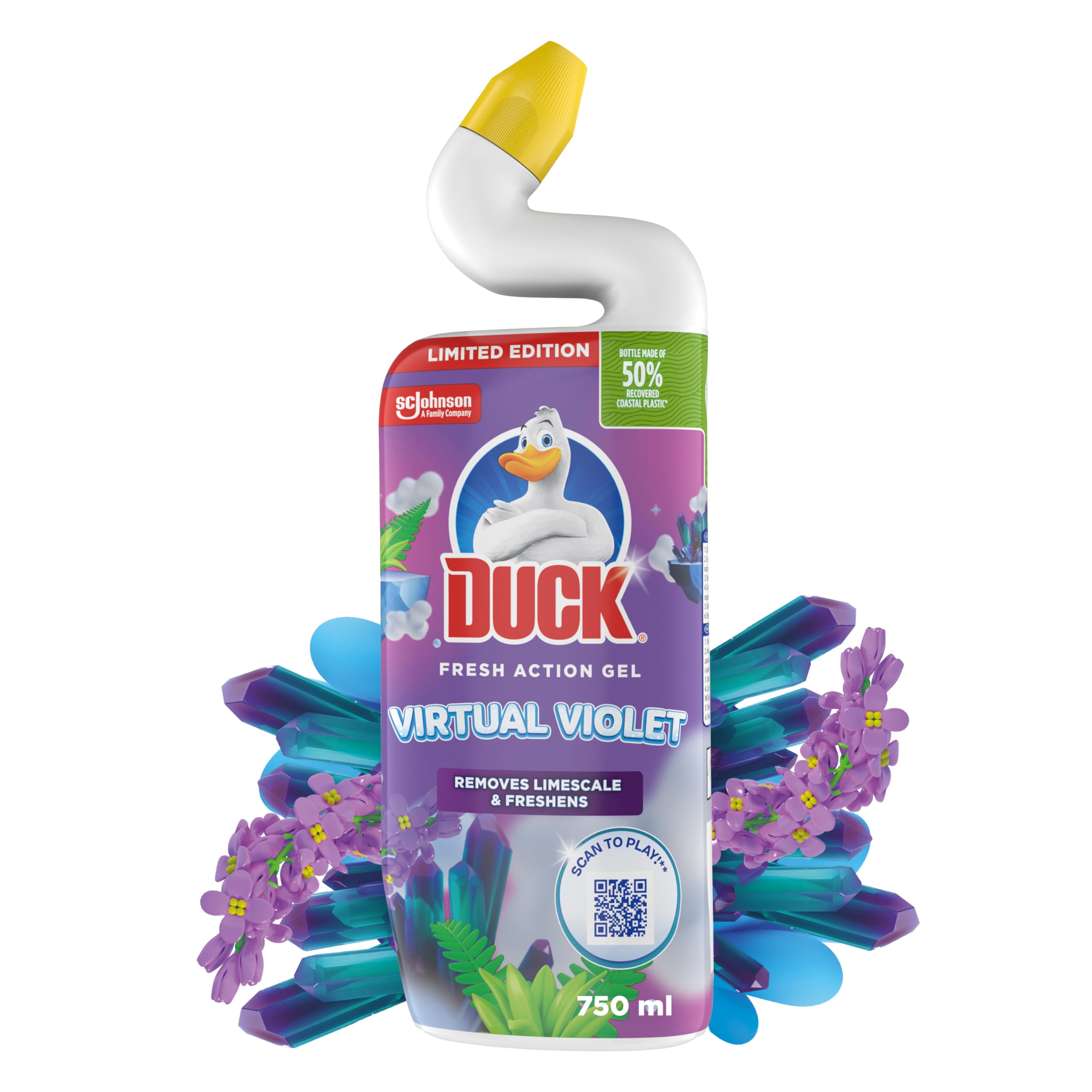 Duck - Deep Action Gel Toilet Cleaner Liquid, Removes Limescale, Long Handle Design
