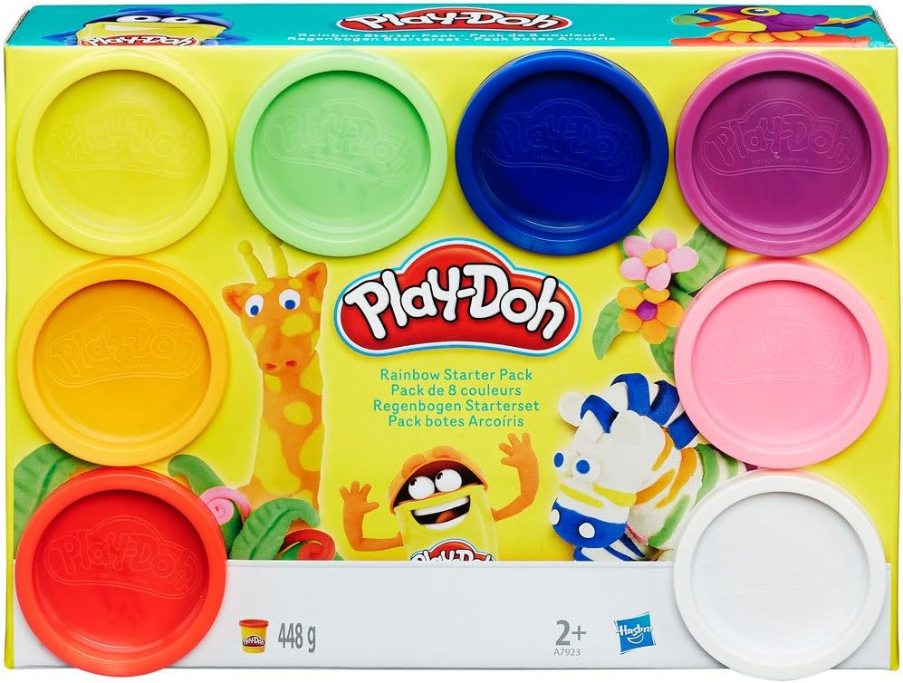 Play-Doh Rainbow Pack - 8 Canisters of 56g Clay Each, Multi Coloured Dough Set (A7923EU6)