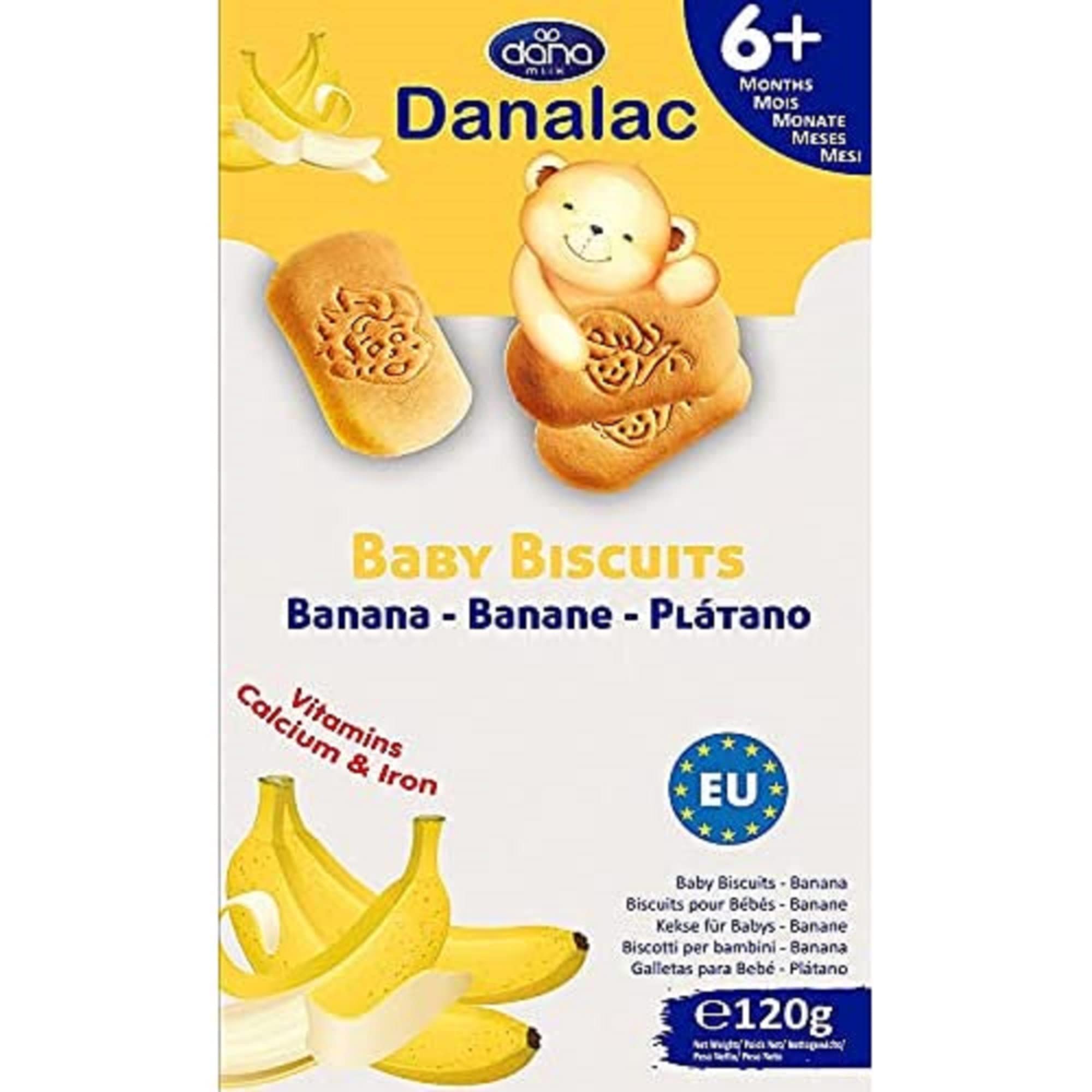 Danalac Banana Baby Biscuits 120g - Finger Food Snack for Toddlers 6+ Months