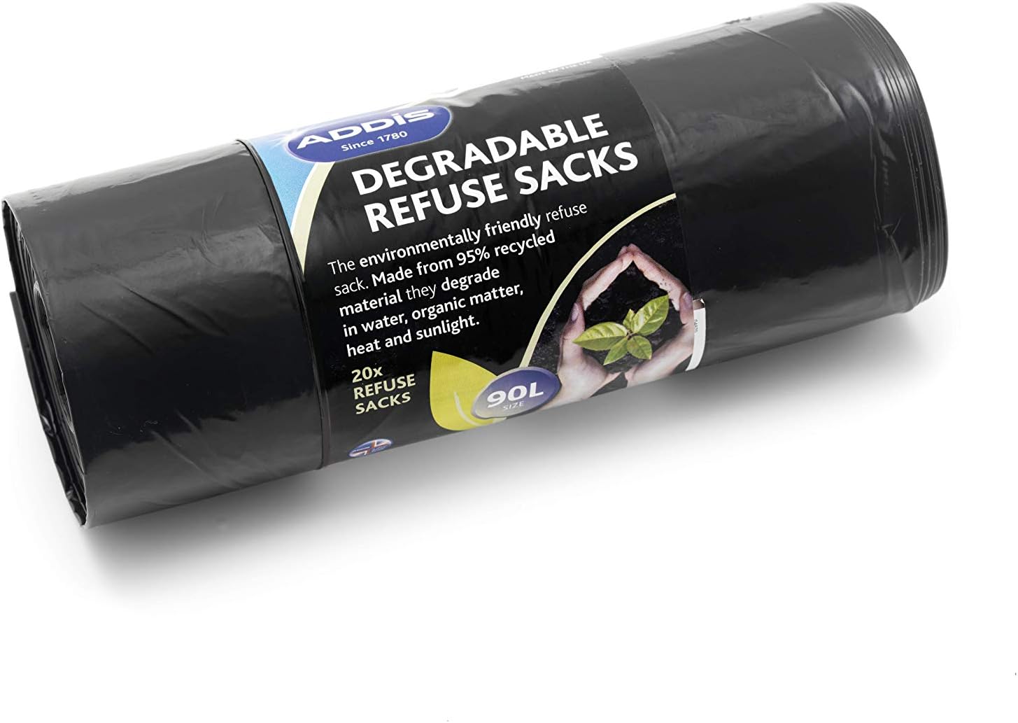 Addis 504870 90L Plastic Refuse Sacks Black - 20 Bags per Roll