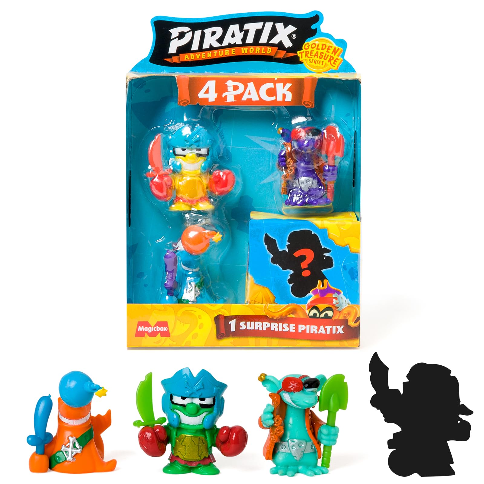 PIRATIX Adventure World Golden Treasure Series - 4 Pack with Surprise Figure