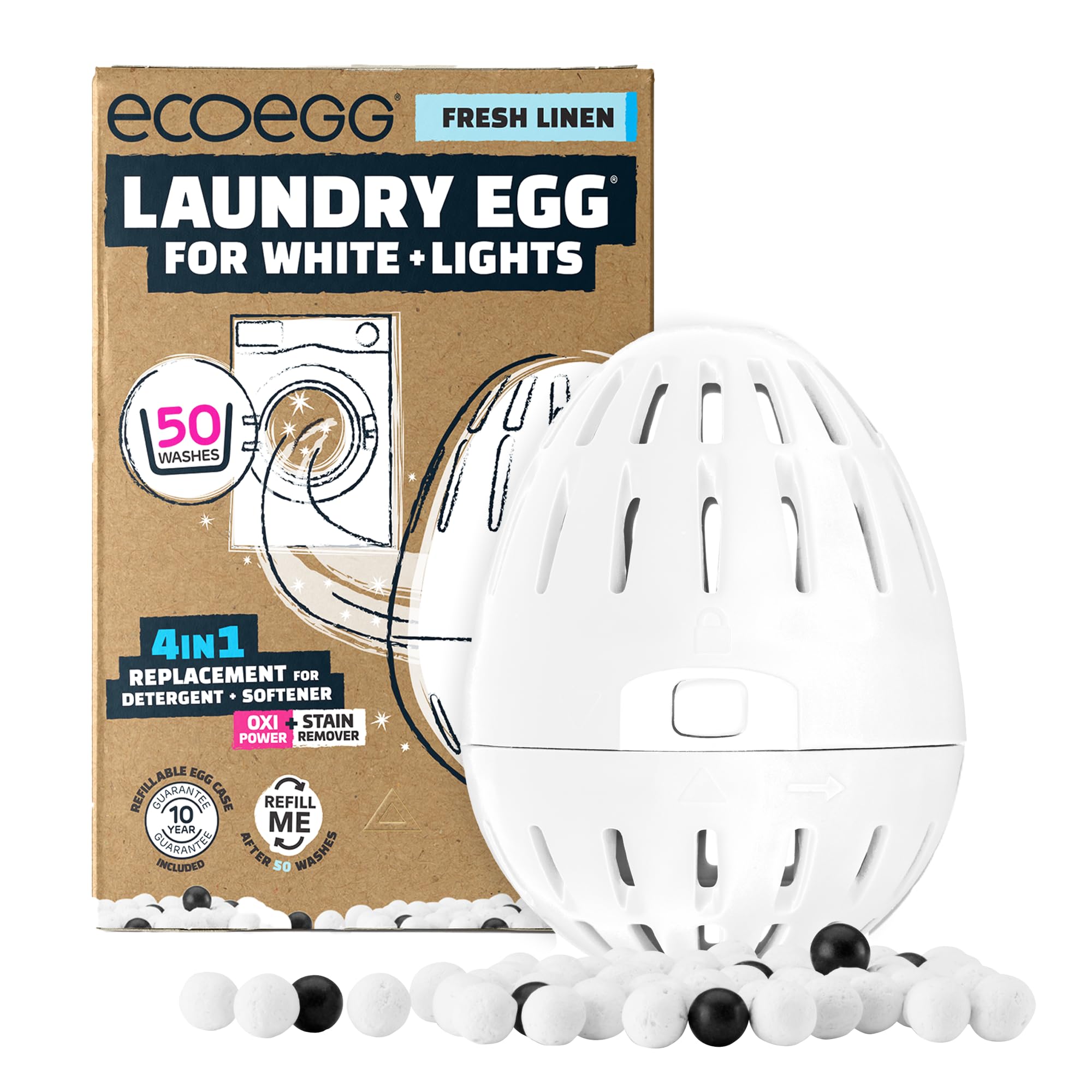 Ecoegg - Laundry Egg for Whites + Lights 4in1 Reusable Detergent Replacement