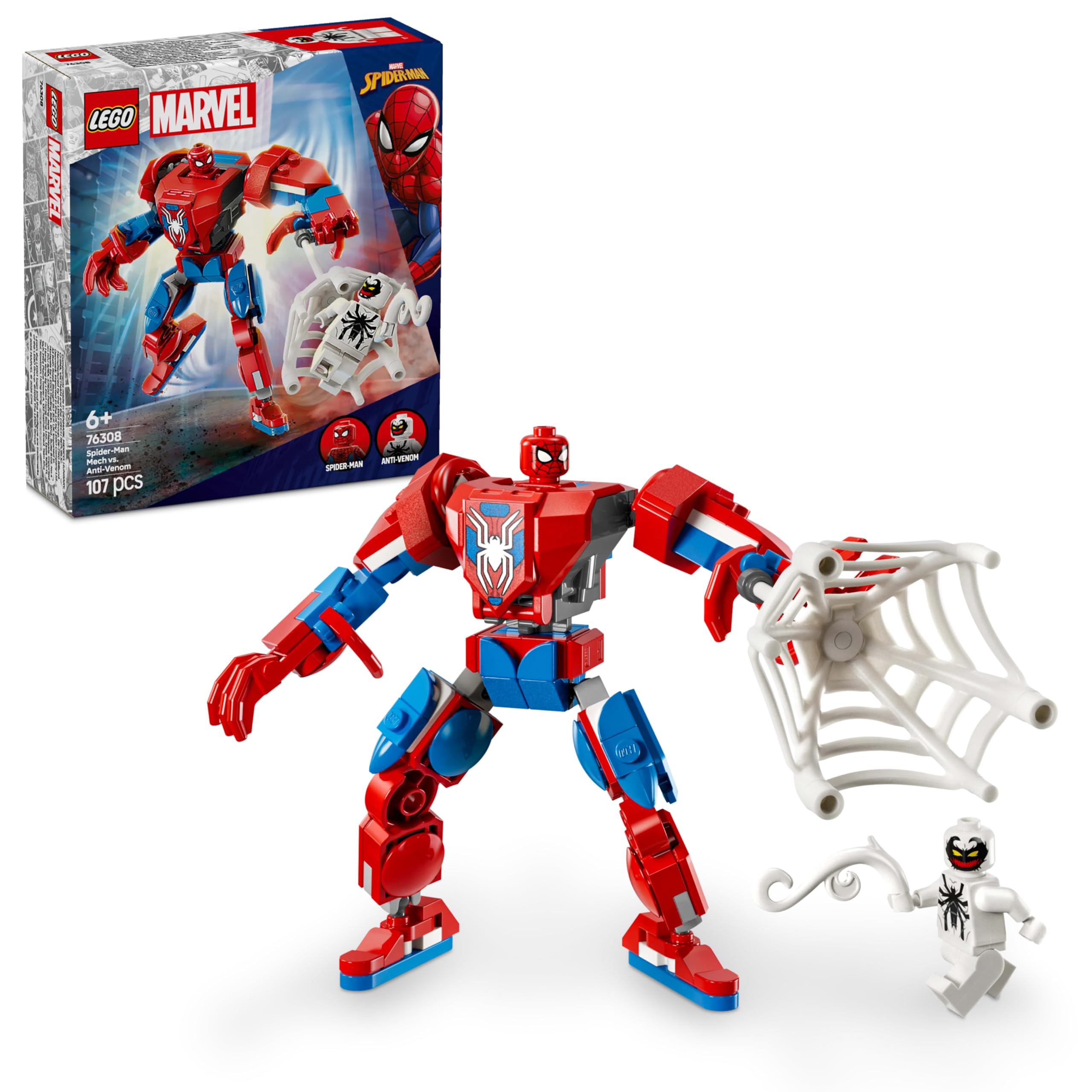 LEGO Marvel Spider-Man Mech vs. Anti-Venom - Buildable Super Hero Playset for Kids 6+