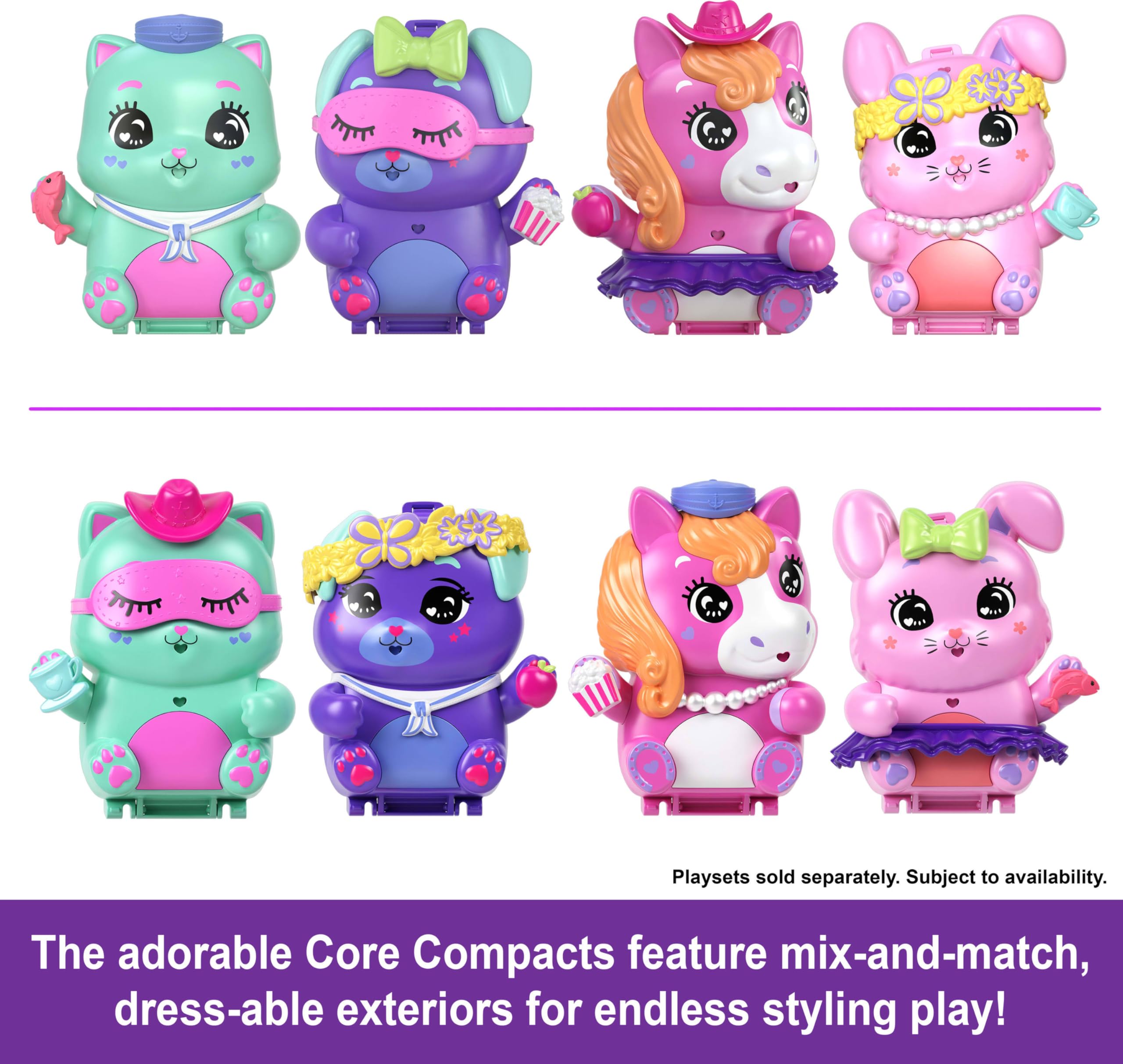 Polly Pocket Tea Party Bunny Compact Playset - Doll with 10 Accessories & 2 Pet Bunnies, Ages 4+