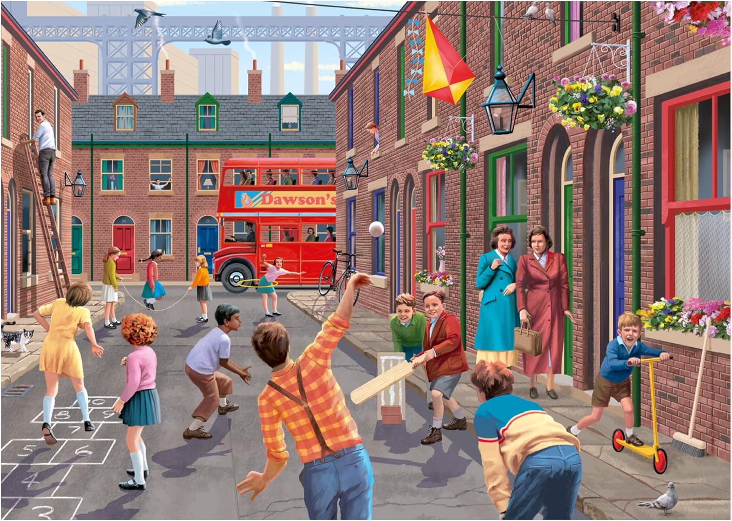 Falcon de luxe Playing in the Street - 2 x 500-Piece Jigsaw Puzzle for Adults