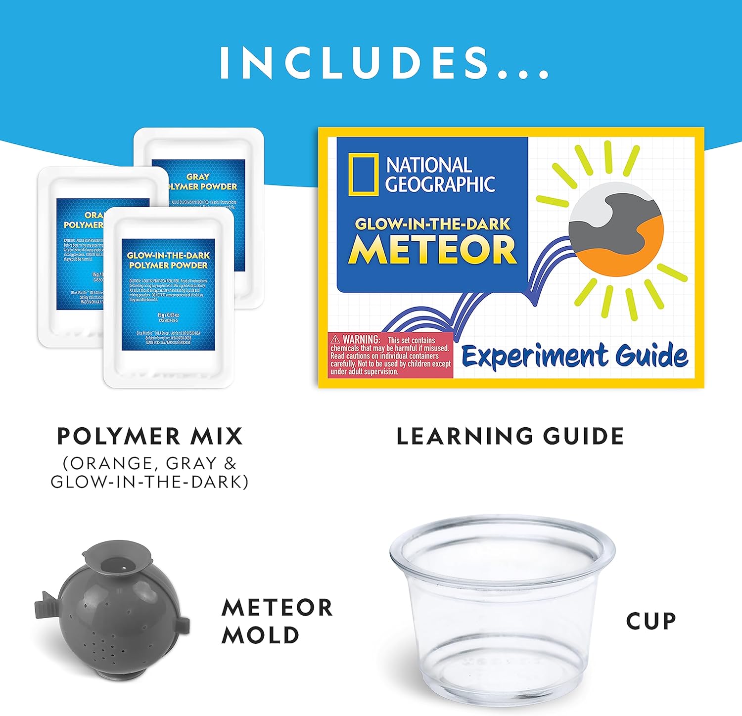 National Geographic Glow in the Dark Meteor Bouncy Balls - STEM Science Kit for Kids Age 8+
