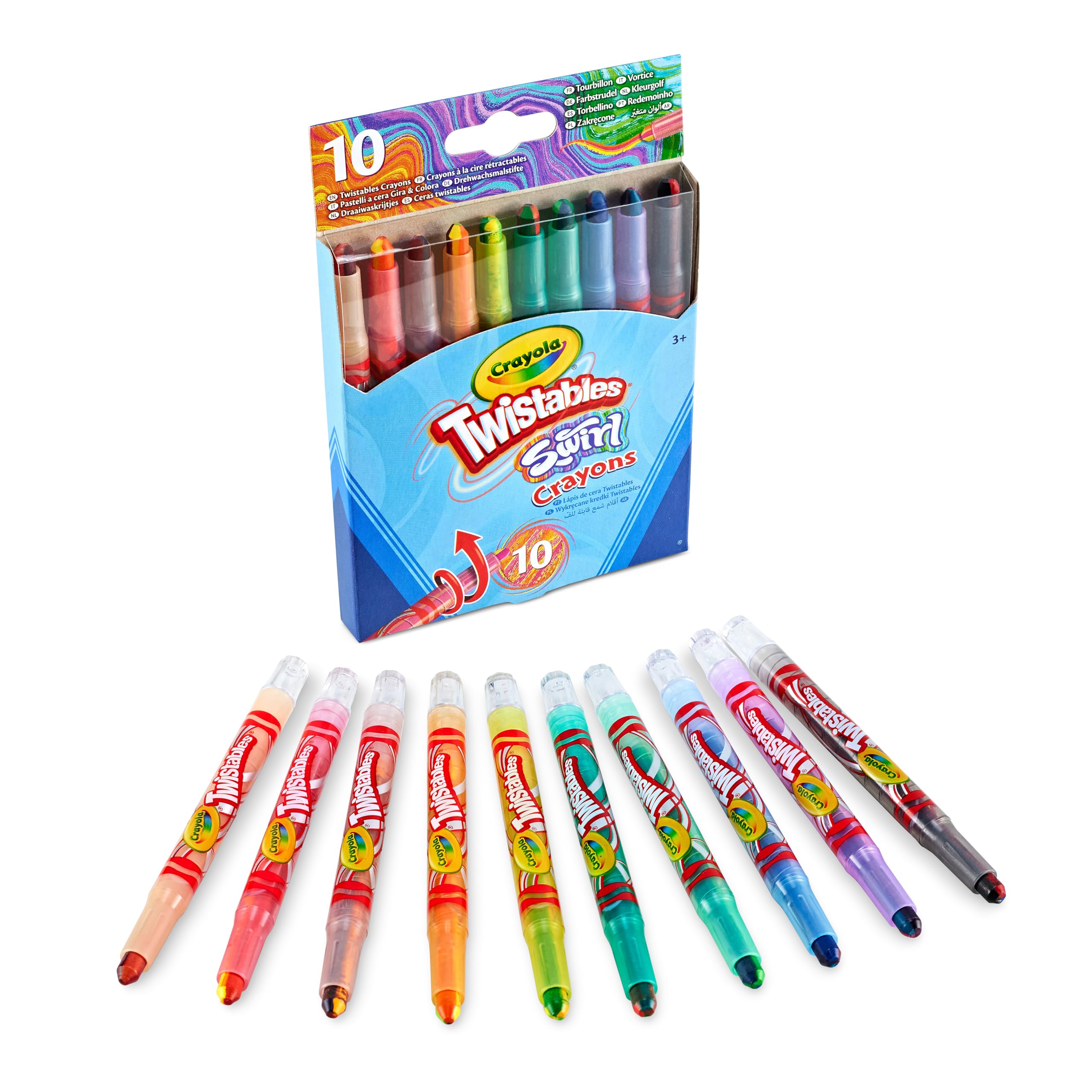 Crayola Swirl Mini Twistable Crayons - Assorted Colors (Pack of 10) | 4 Colors per Crayon | Twist-Up Design