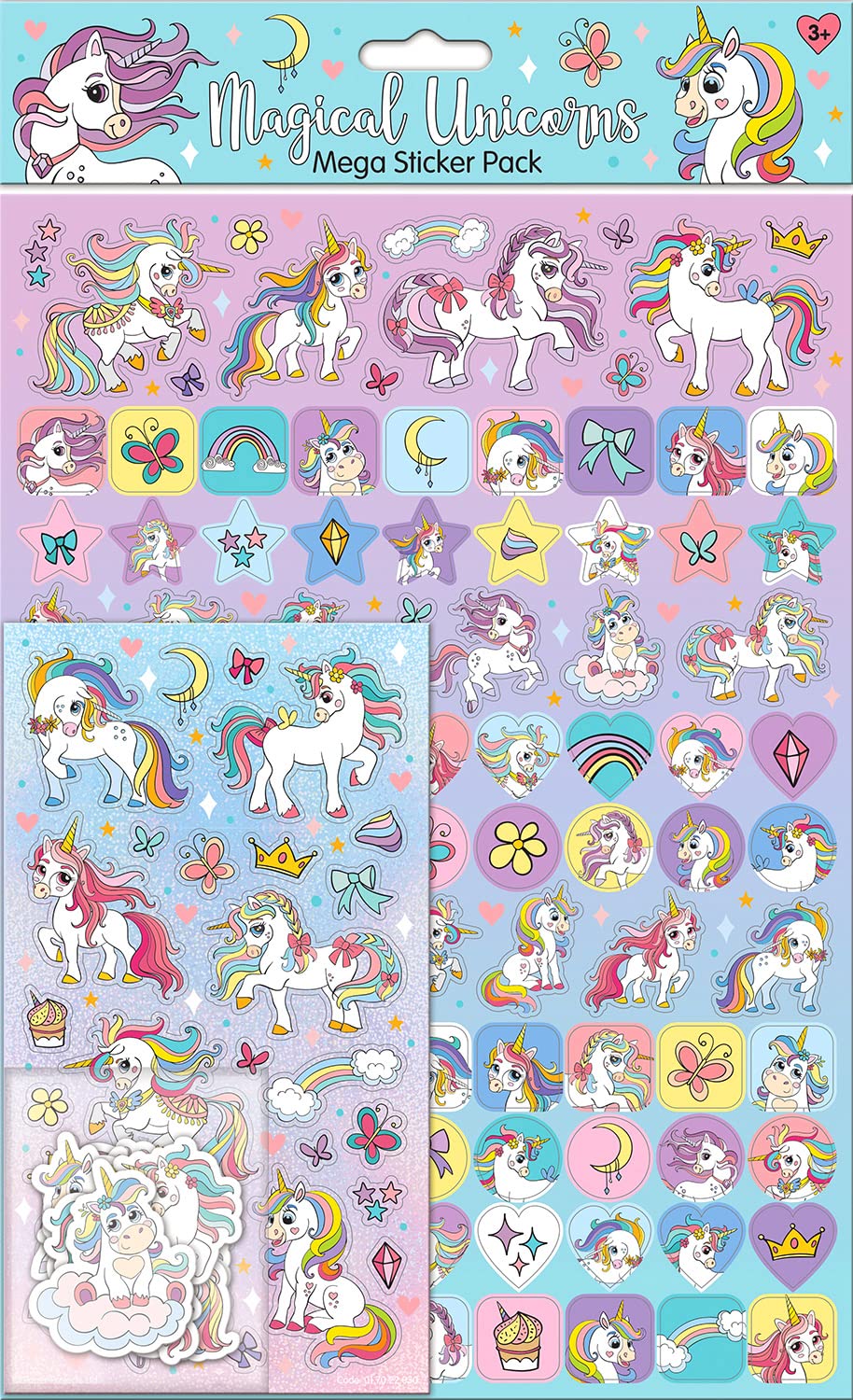 Paper Projects Magical Unicorns Mega Sticker Pack - 150-Piece Set with Glossy, Foiled & Die-Cut Stickers