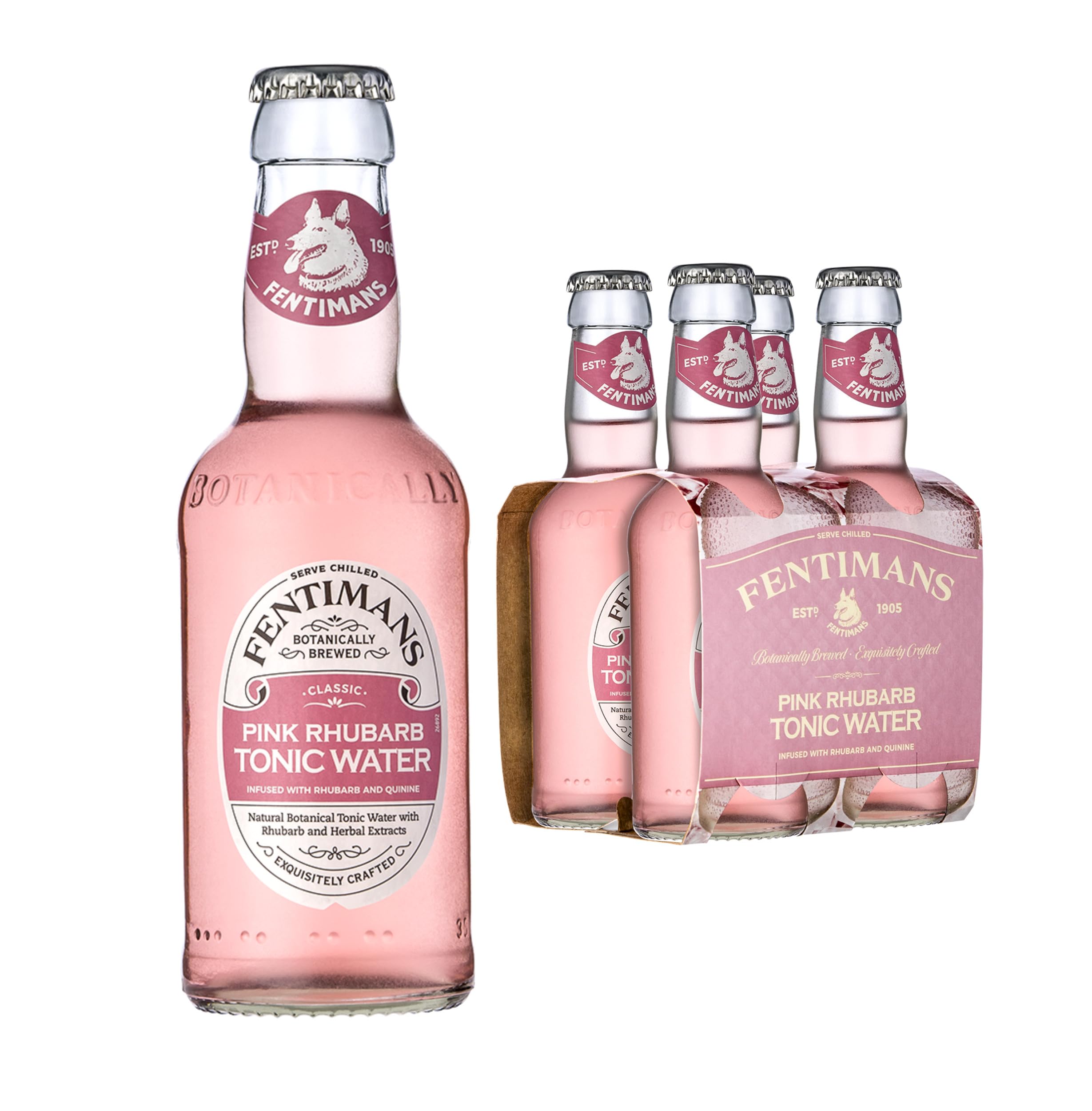 Fentimans Pink Rhubarb Tonic Water - Botanically Brewed Beverage with Natural Ingredients