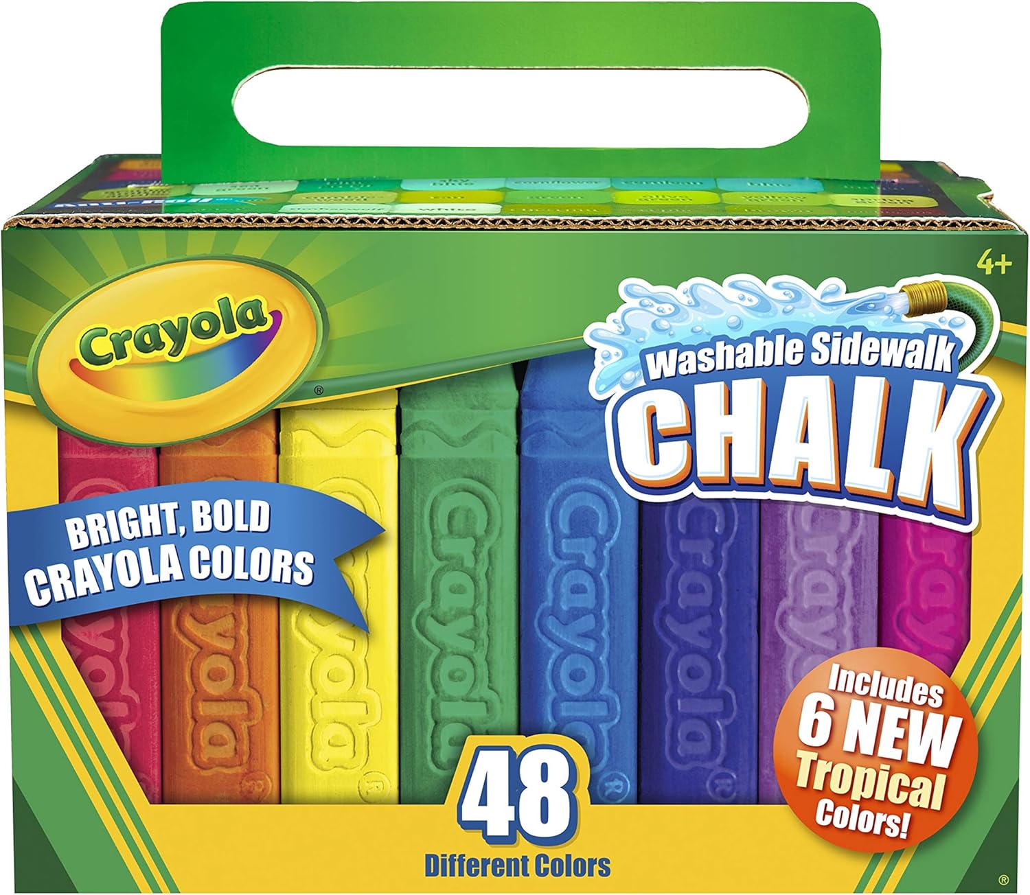 Crayola Washable Sidewalk Chalk - 48 Piece Anti-Roll Bright Colored Chalk Set