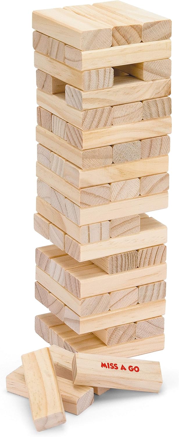 Toyrific Stack and Fall Tumble Tower Game with 54 Wooden Blocks