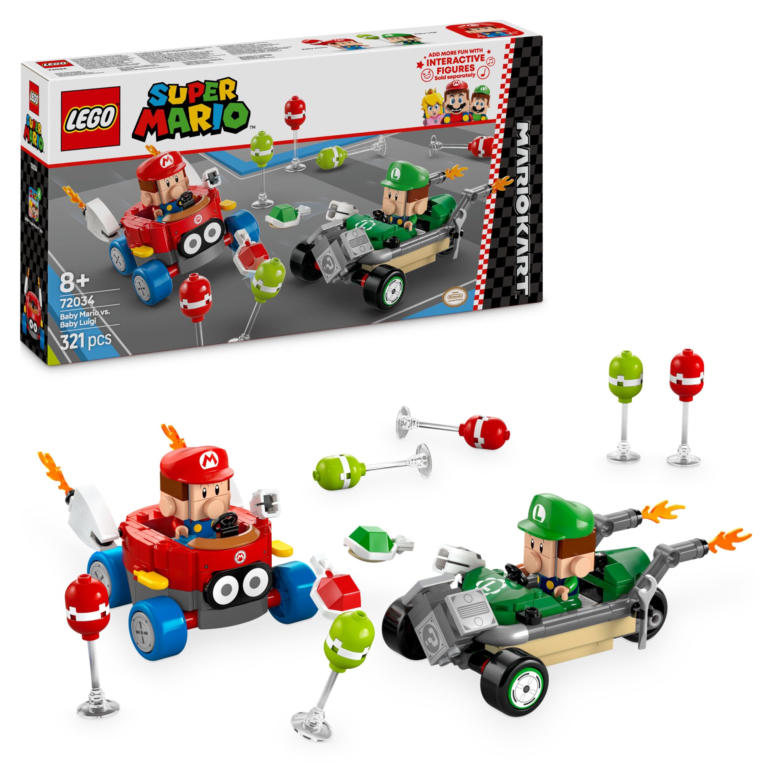 LEGO Super Mario: Mario Kart – Baby Mario vs. Baby Luigi Playset - 321-Piece Building Set for Kids 8+