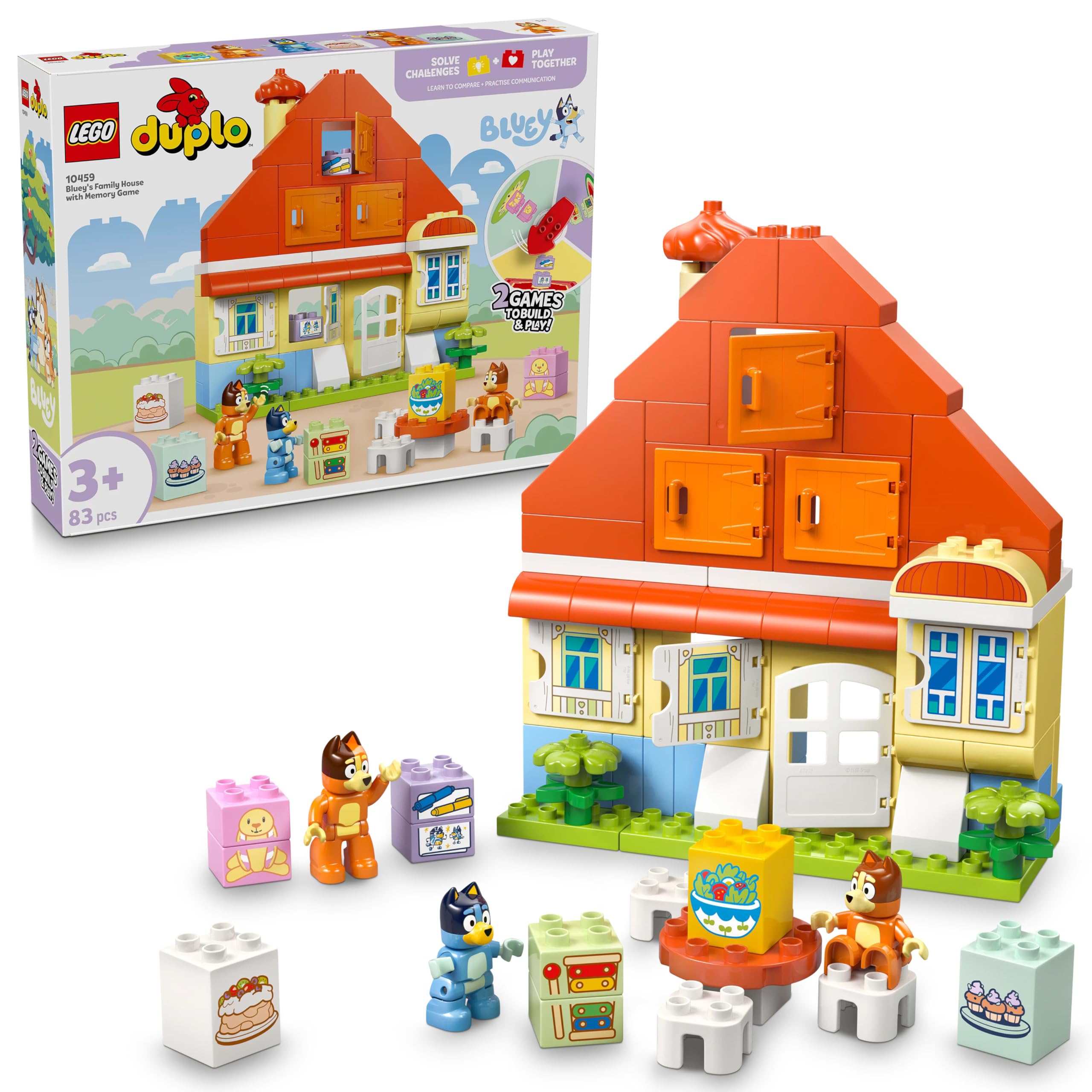 LEGO DUPLO Bluey: Bluey's Family House with Memory Game Building Set