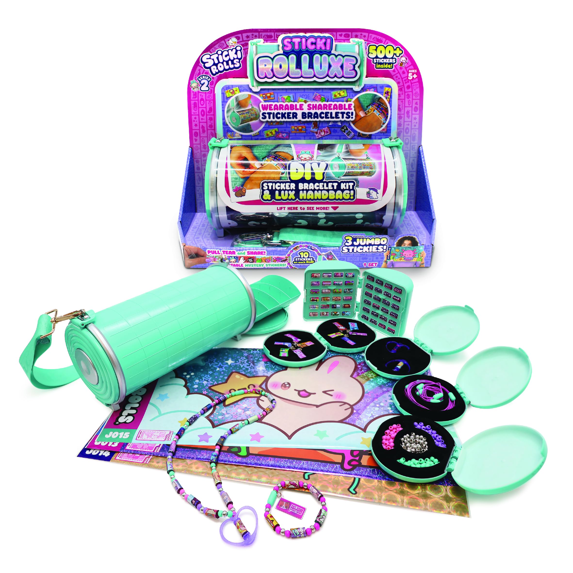 Sticki Rolls Rolluxe Series 2 - Glam Handbag + Craft Kit with 3 Jumbo Stickis