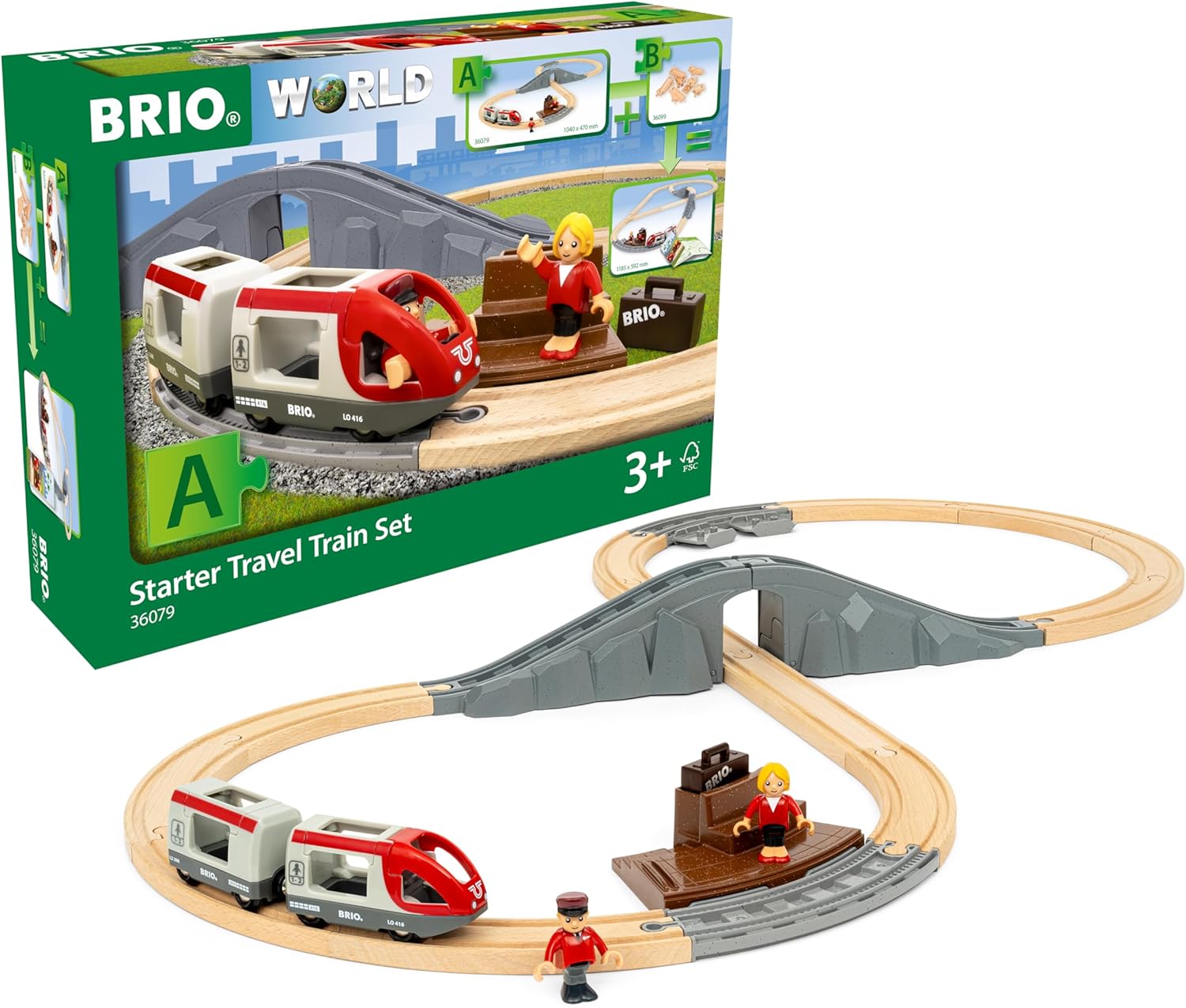 BRIO World Starter Set Travel Toy Train Set for Kids Age 3 Years Up - Wooden Tod