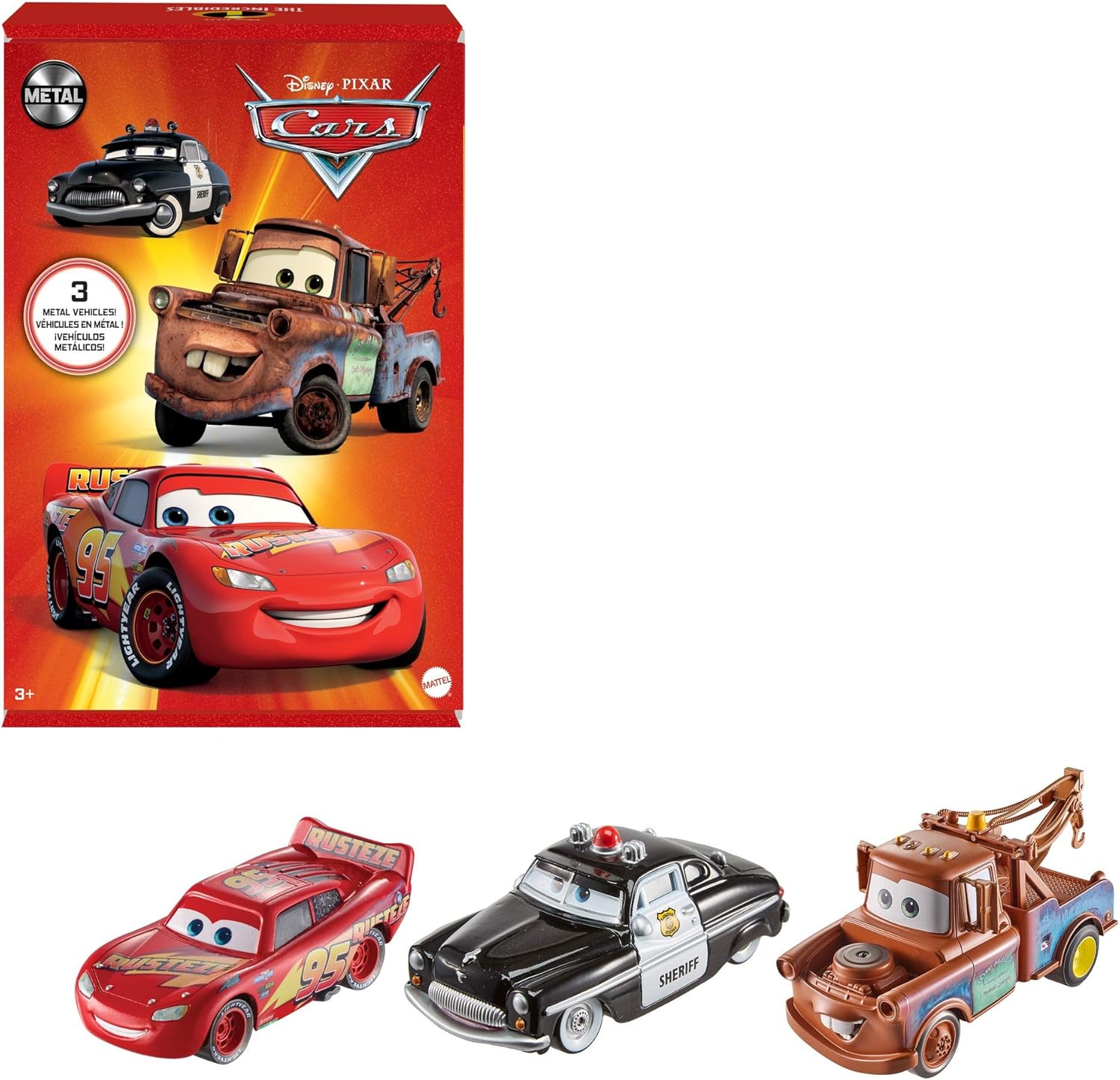 Disney cars 3点セット Disney Pixar Cars Radiator Springs 3-Pack with Lightning McQueen, Mate
