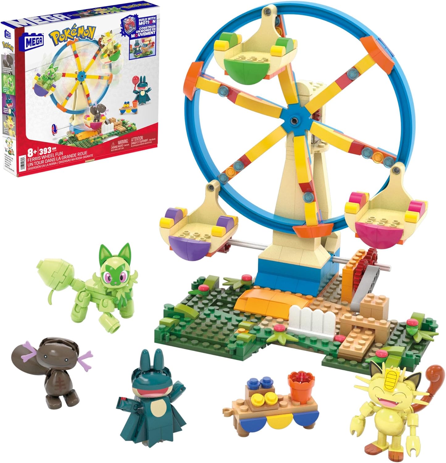 MEGA Pokémon Ferris Wheel Fun Building Set - 393 Pieces with Motion Brick & 4 Buildable Pokémon