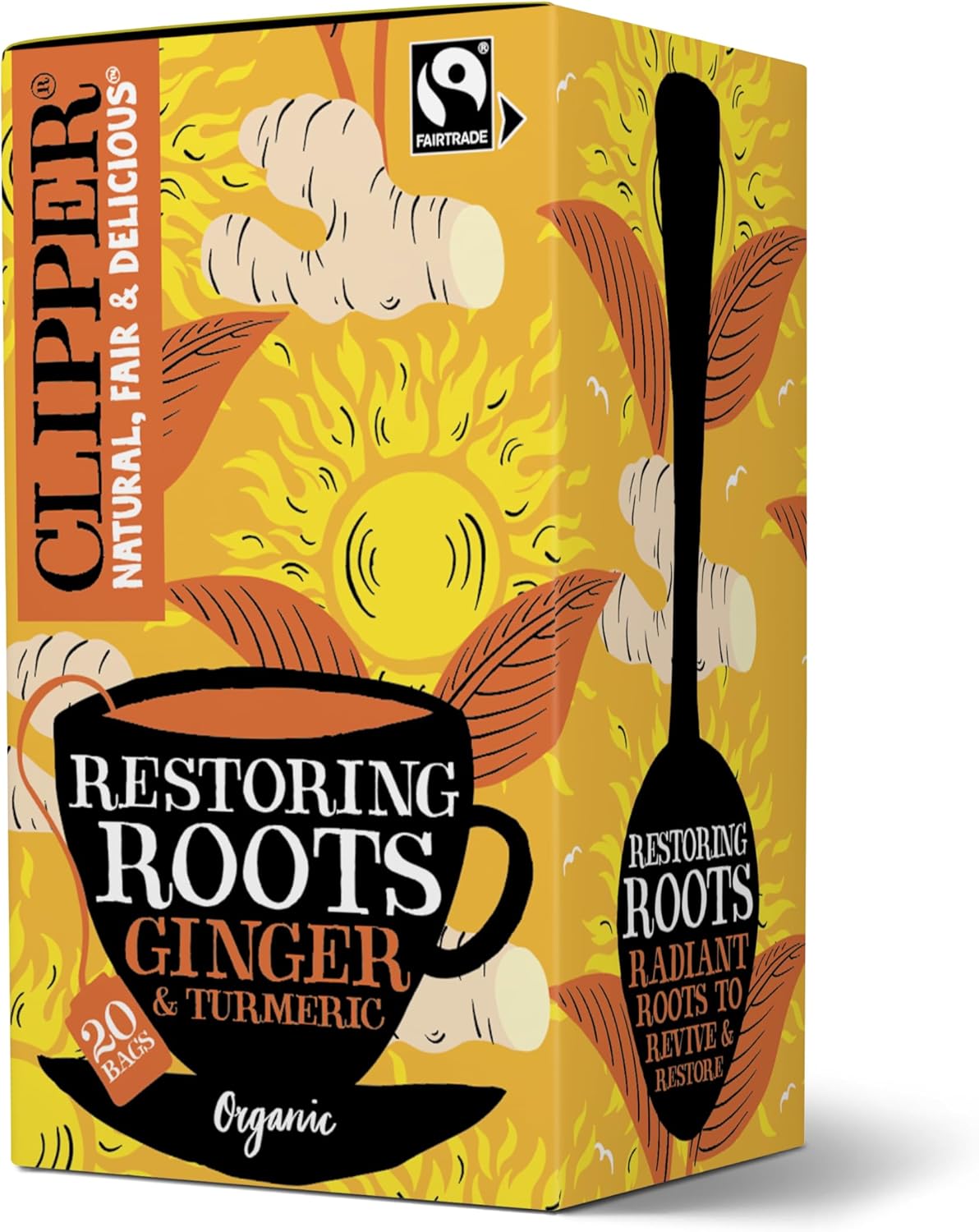 Clipper - Organic Restoring Roots Ginger & Turmeric Tea Bags | 20 Infusions