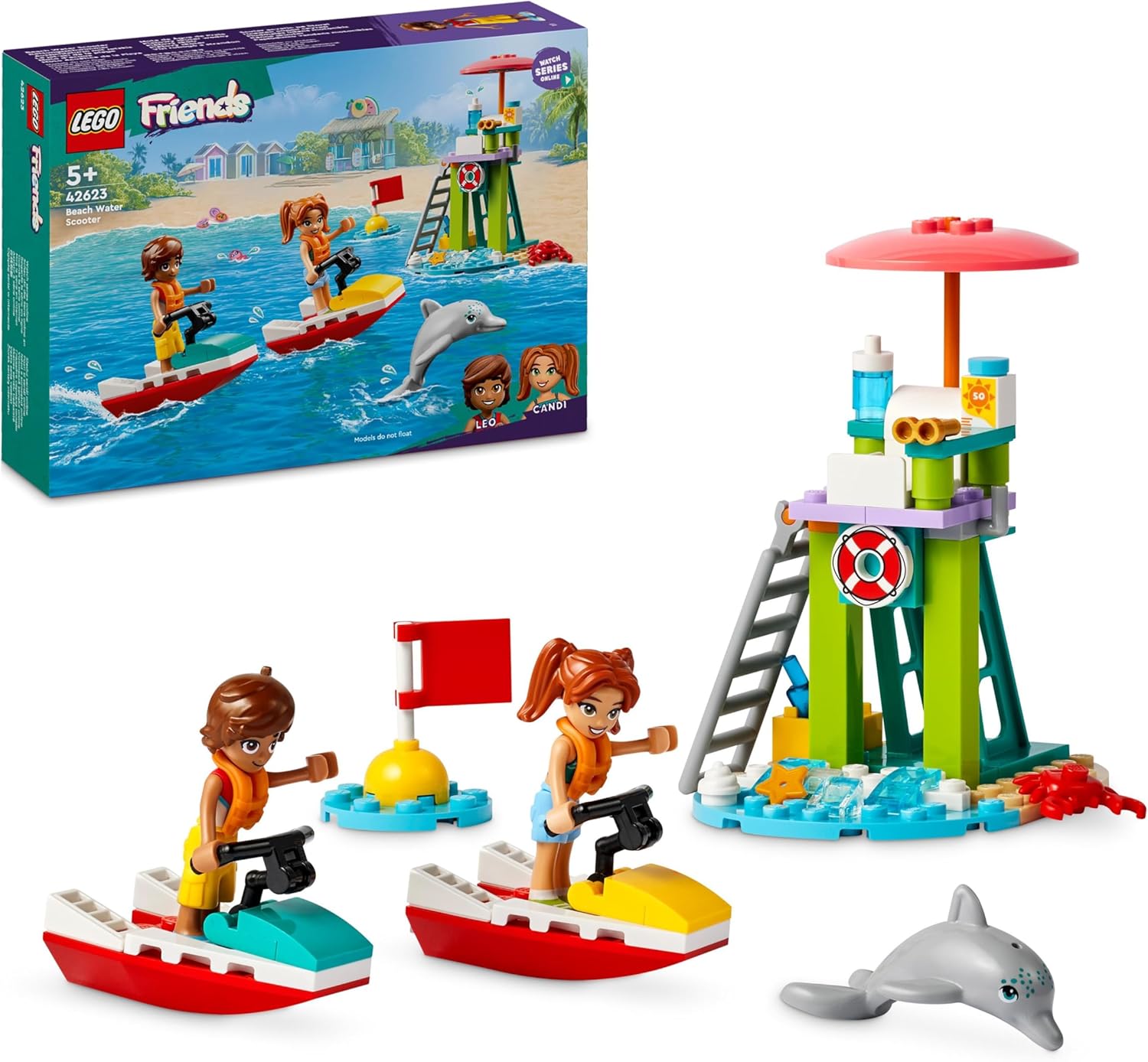 LEGO Friends Beach Water Scooter Building Set - Dolphin & Mini-Dolls Playset for Ages 5+