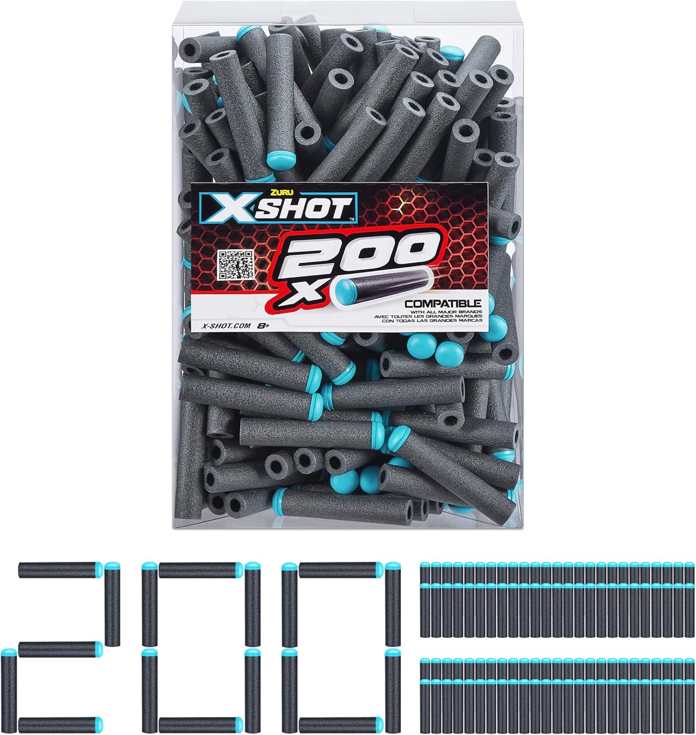 X-Shot Excel 200 Pack Refill Darts - Universal Foam Darts for Blaster Battles