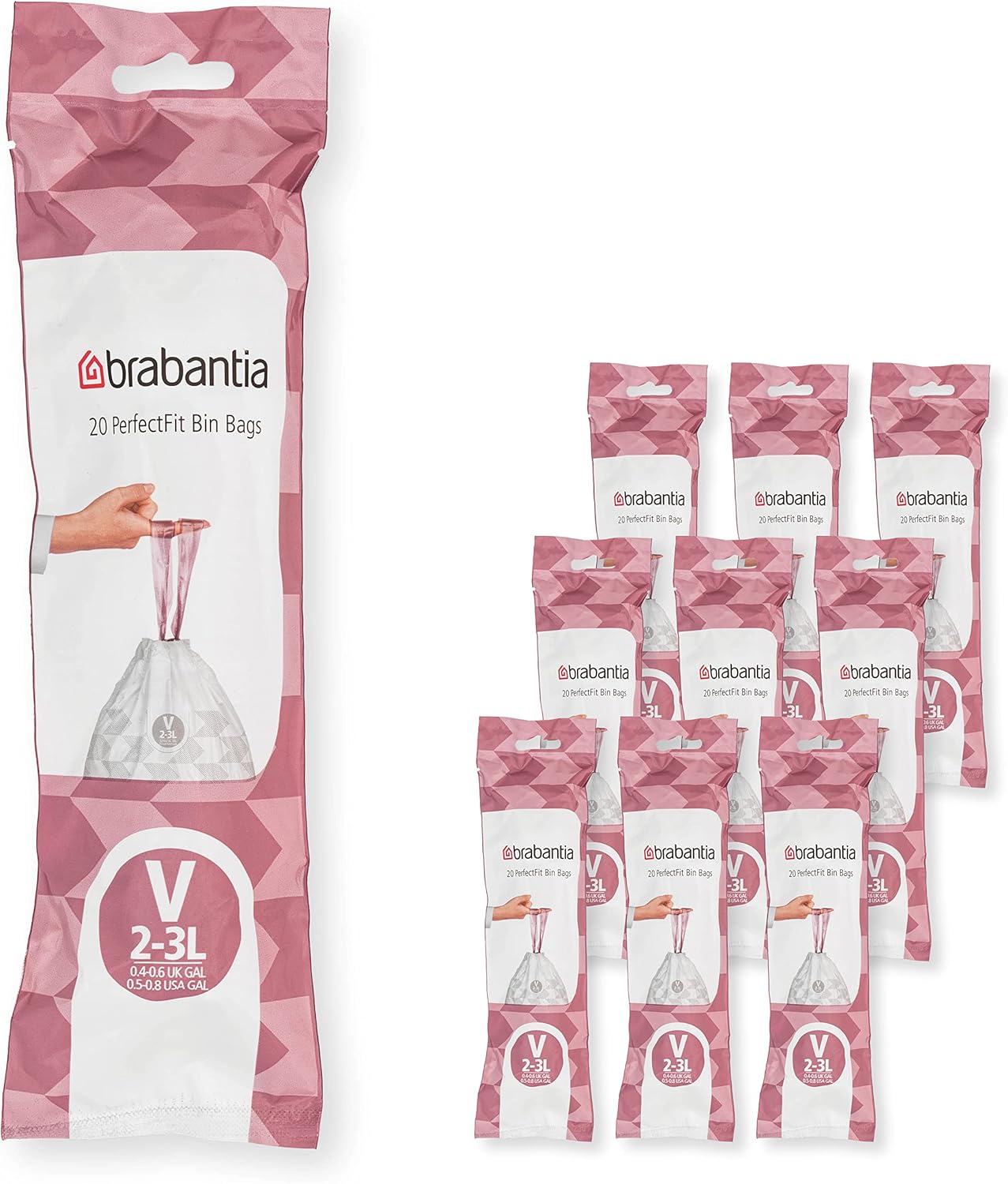 Brabantia - PerfectFit Bin Liners Multipack (Size V/2-3 Litre) Thick Plastic