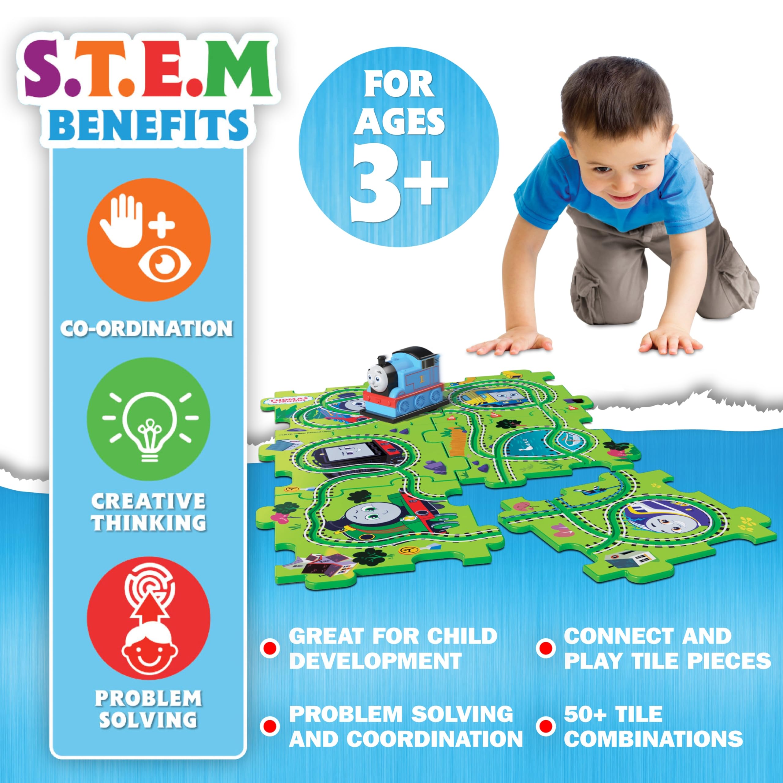 Thomas the Tank Engine Motorised Train Set - 6 Jumbo Puzzle Pieces, 50 Track Combinations