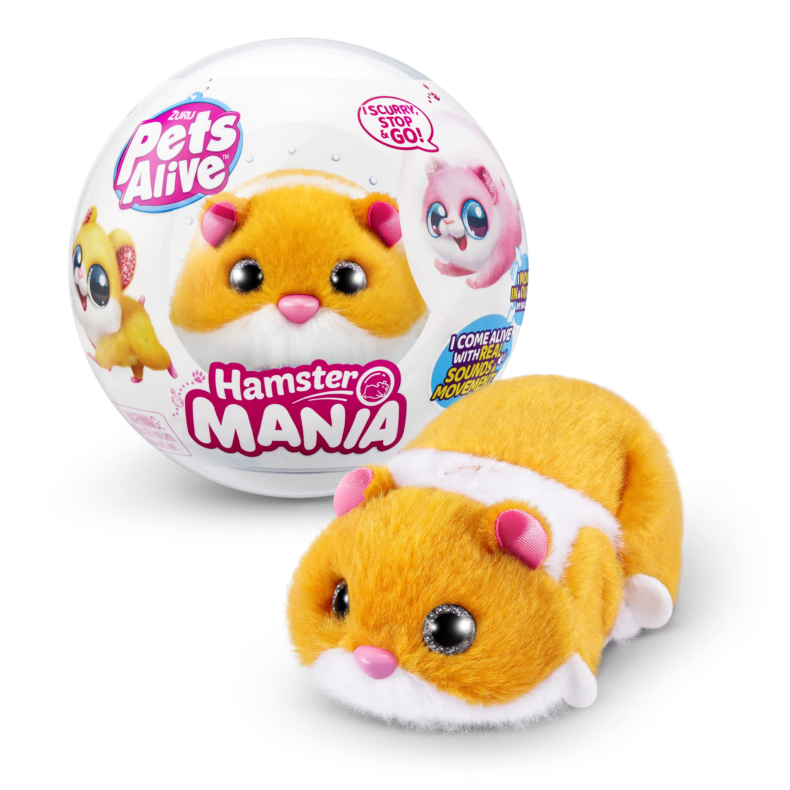 ZURU Hamster Mania Orange - Interactive Electronic Hamster Toy with 20+ Sounds, Ages 3+