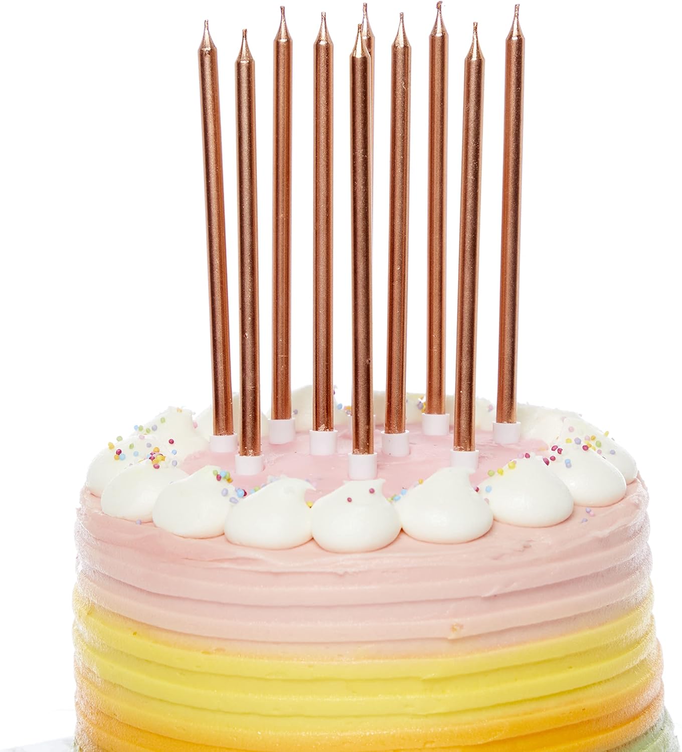 Amscan 9911570 Rose Gold Tall Skinny Cake Candles - 16cm, 10 Pack