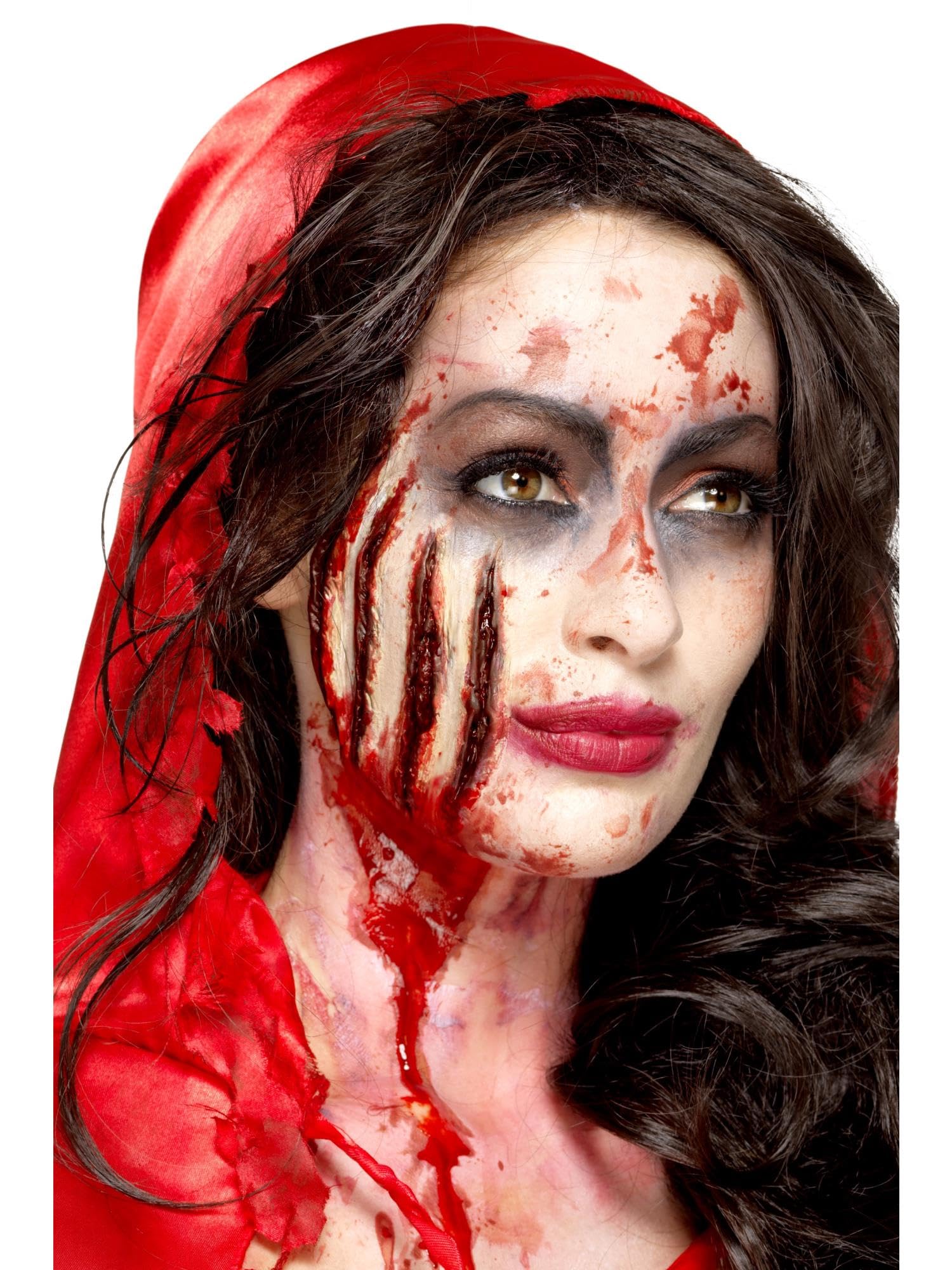 Smiffys Latex Claw Wound Scar Prosthetic with Adhesive, Red FX Makeup for Costume & Dress Up