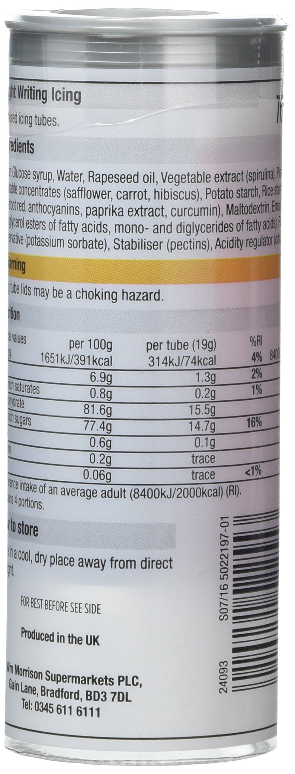 Morrisons - Colour Burst Writing Icing Tubes (Pack of 6)