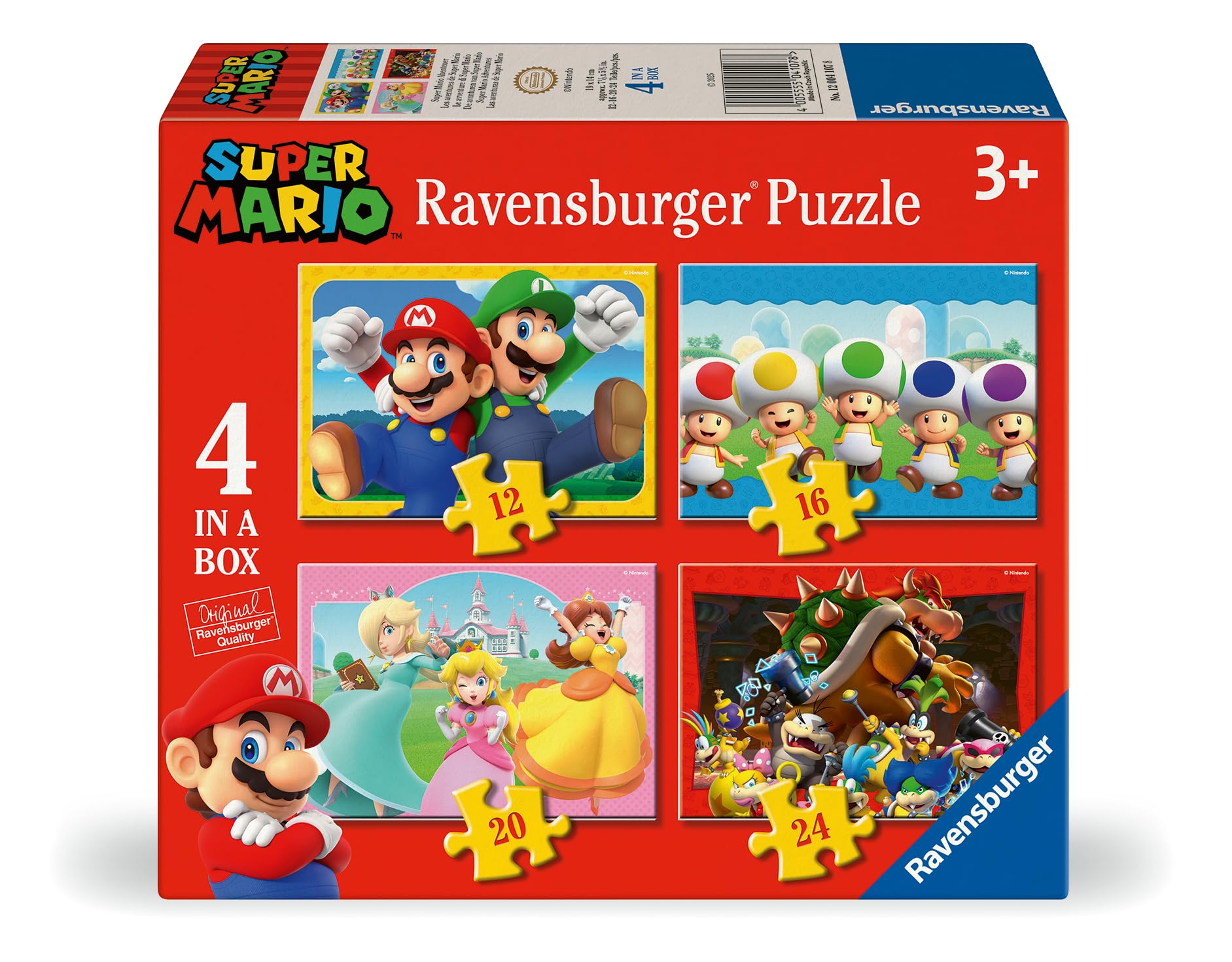 Ravensburger Super Mario 4-in-1 Jigsaw Puzzle Set - 72-Piece Kids Puzzles for Ages 3+