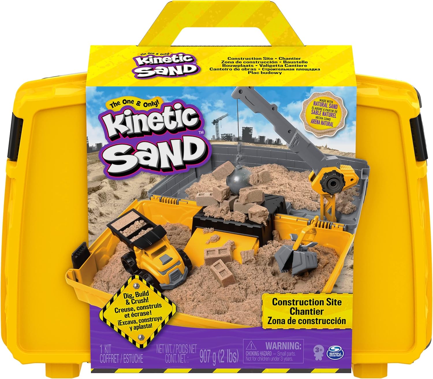 Kinetic Sand Construction Site Playset - Working Crane & Dumper Truck for Kids 3+