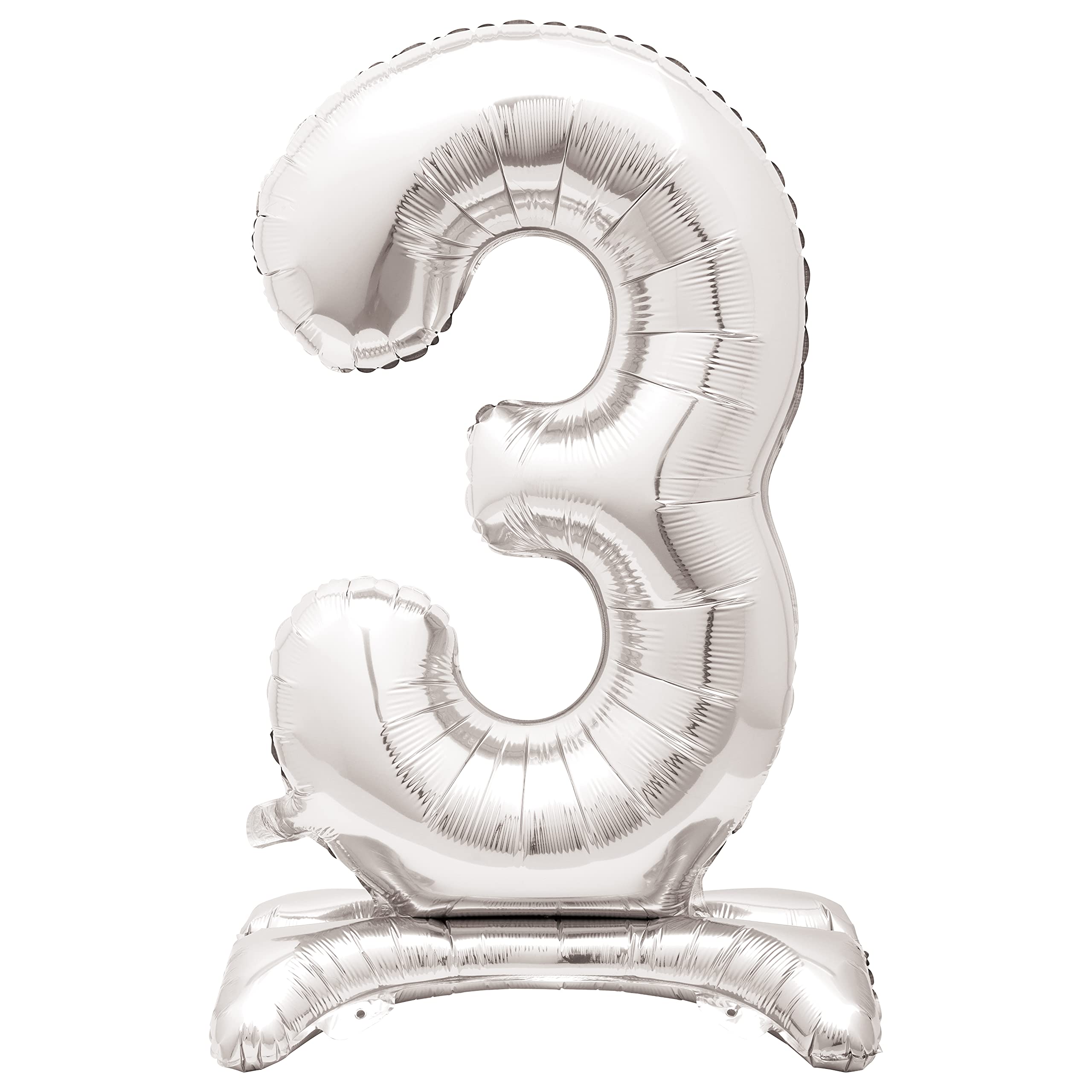 Majestic Silver Number 3 Foil Balloon - Elegant Standalone Party Decor (76cm)
