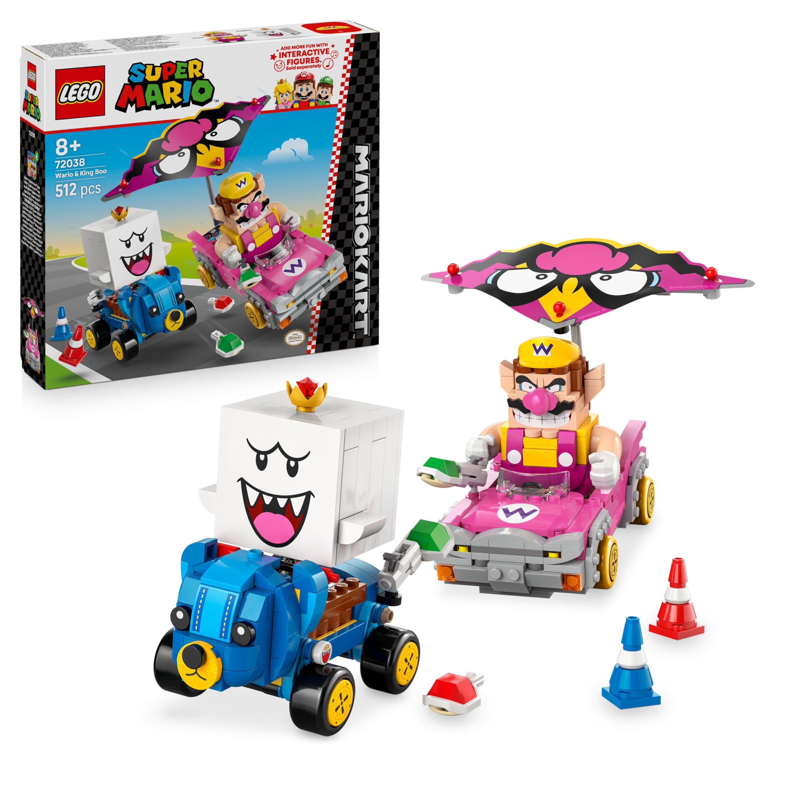 LEGO Super Mario: Mario Kart – Wario & King Boo Playset - 512-Piece Building Toy for Ages 8+
