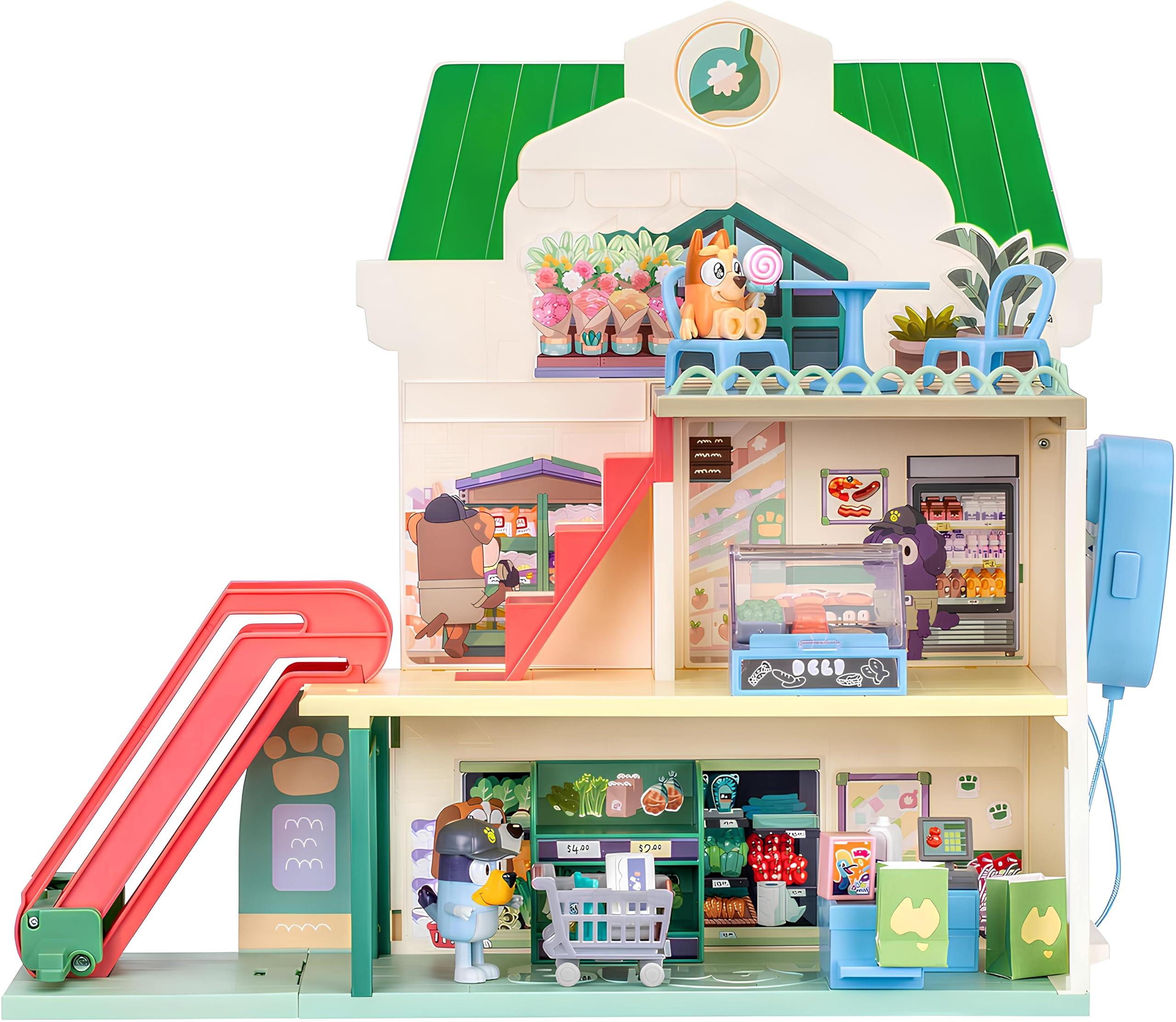 Bluey Supermarket Playset - 3-Level Interactive Play with Exclusive Bluey & Bingo Figures