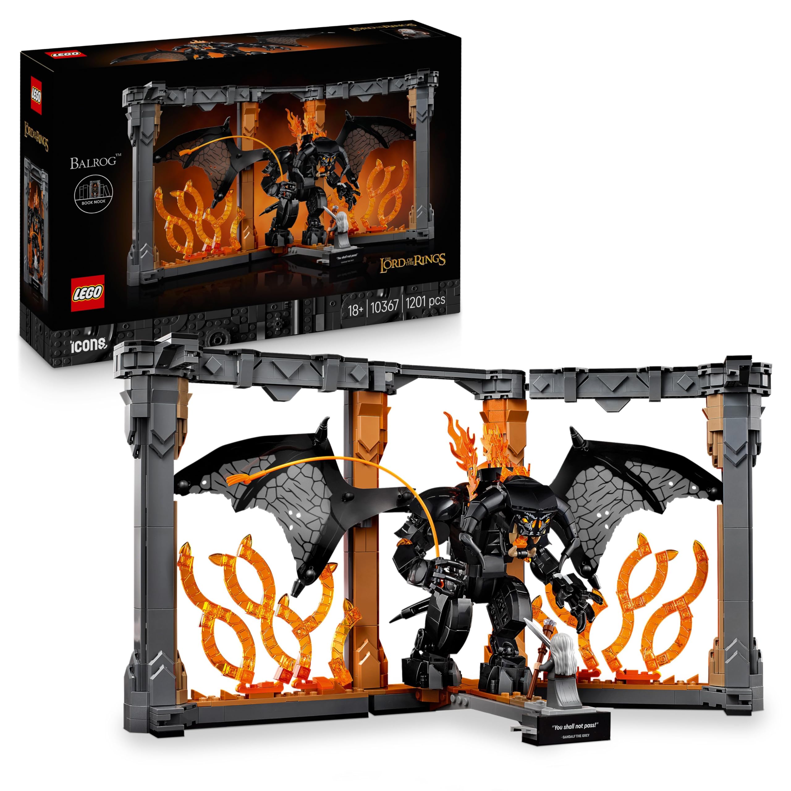 LEGO Icons The Lord of the Rings: Balrog Book Nook - Building Set for