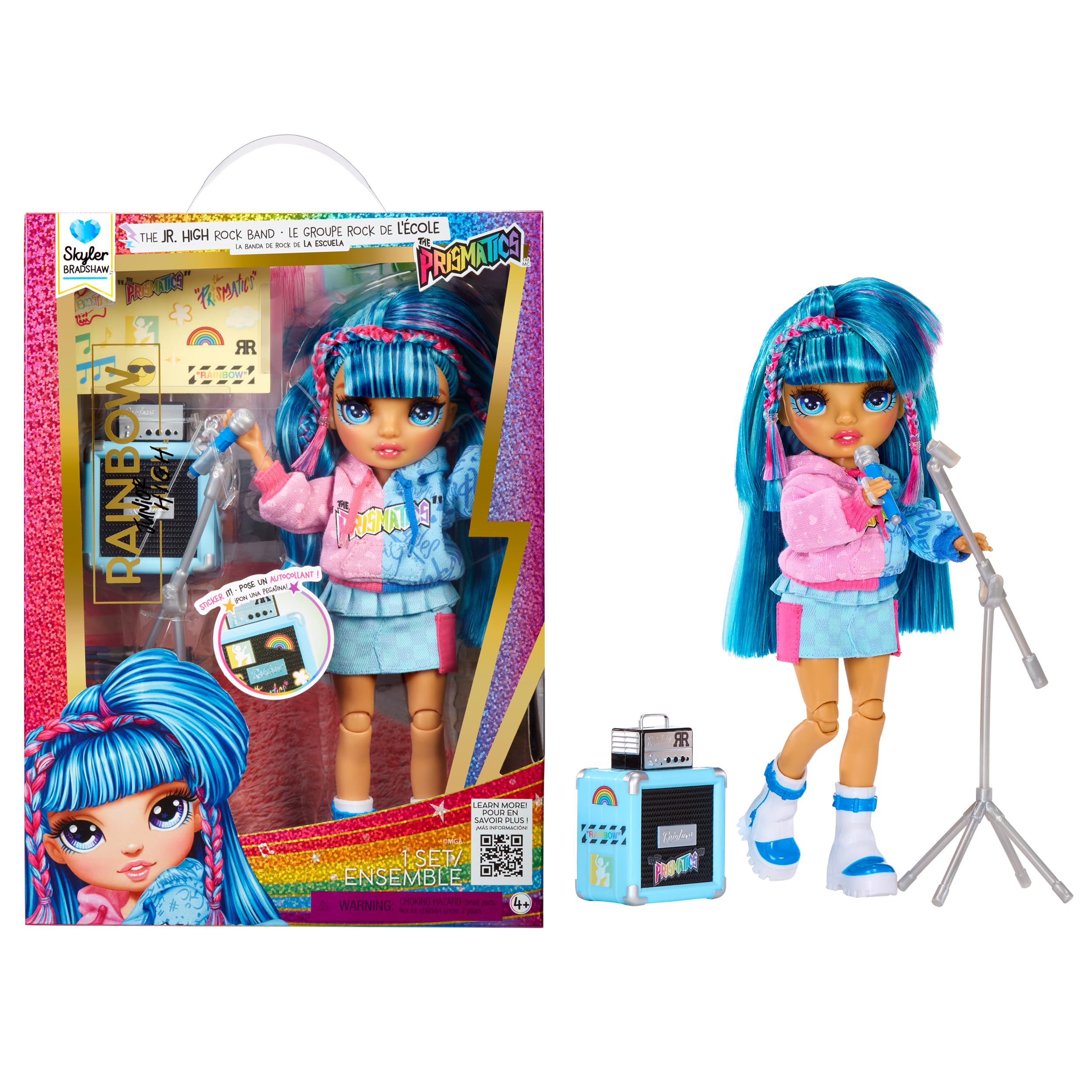 Rainbow High Junior High Rock Band - Skyler Blue 23cm Fashion Doll with Microphone & Amp