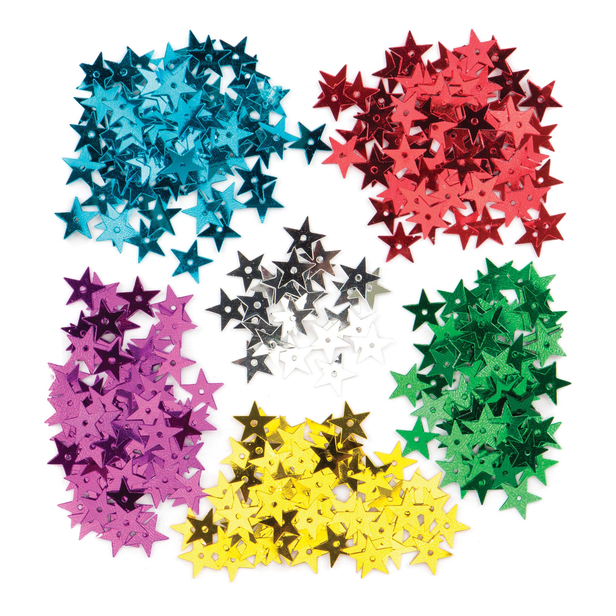 Baker Ross Star Shaped Sequins for Kids - 90g Assorted Coloured Craft Sequins (AV867)