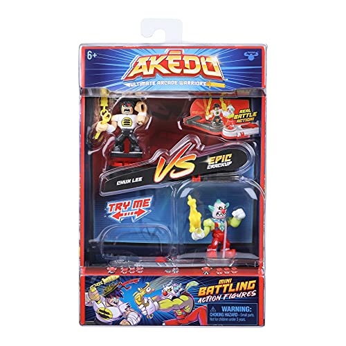 Akedo Ultimate Arcade Warriors Versus Pack - Chux Lee vs Crackup Mini Battling Action Figures for Ages 5-12