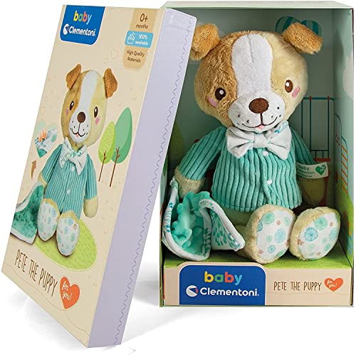 Clementoni Perrito+ Pete The Puppy Plush Toy - Soft Sensory Toy for Babies 0 Months+