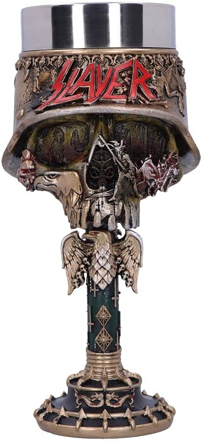 Nemesis Now Slayer Eagle Helmet Skull Logo Goblet - Gold Resin with Stainless Steel Insert