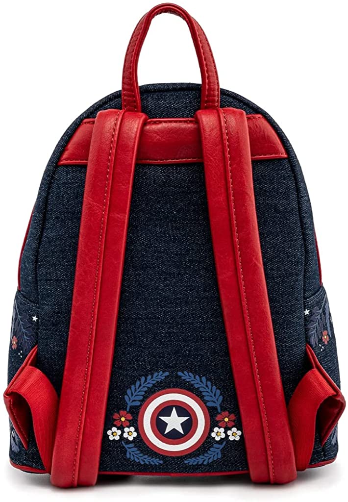 Loungefly Marvel Captain America 80th Anniversary Floral Shield Mini Backpack